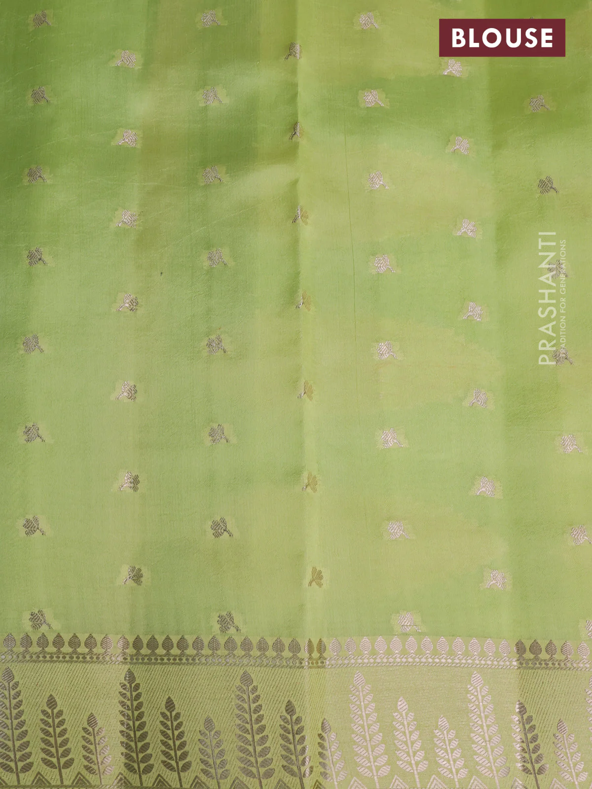 Banarasi poona silk saree green and pista green with allover mina weaves and zari woven border - Image 3