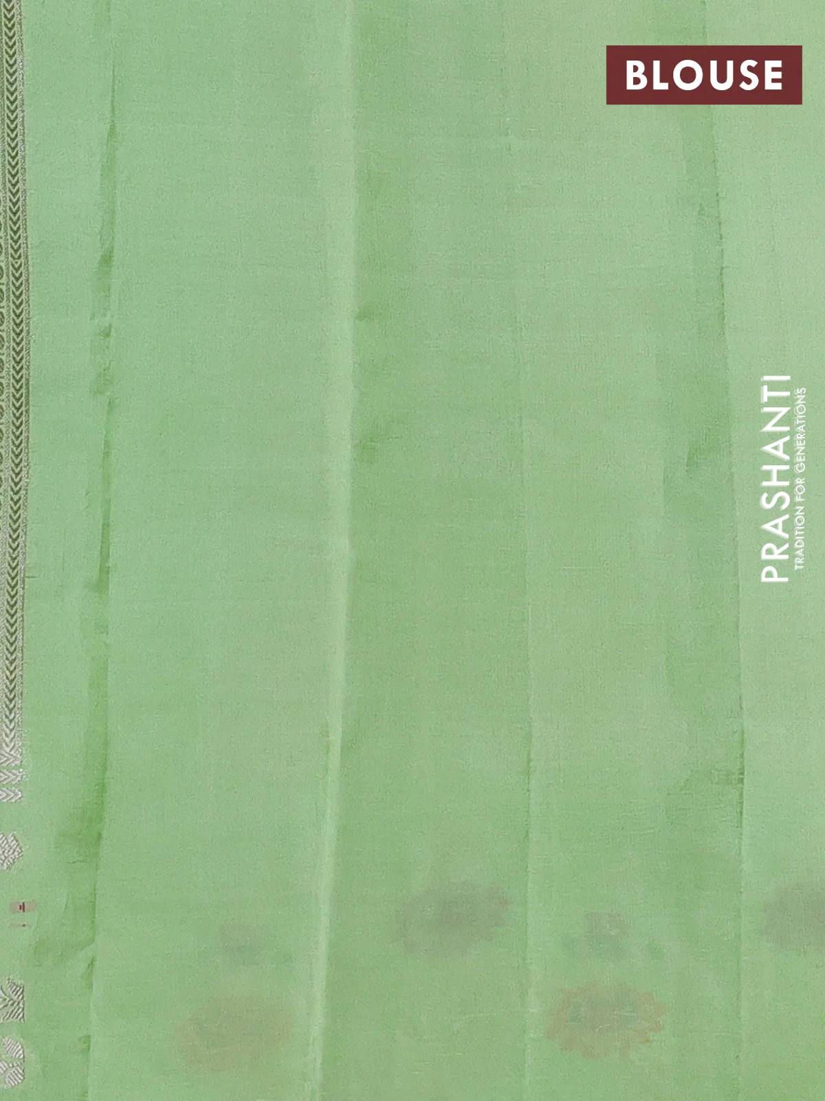 Banarasi poona silk saree green and pista green with floral zari woven buttas and long floral zari woven border - Image 4