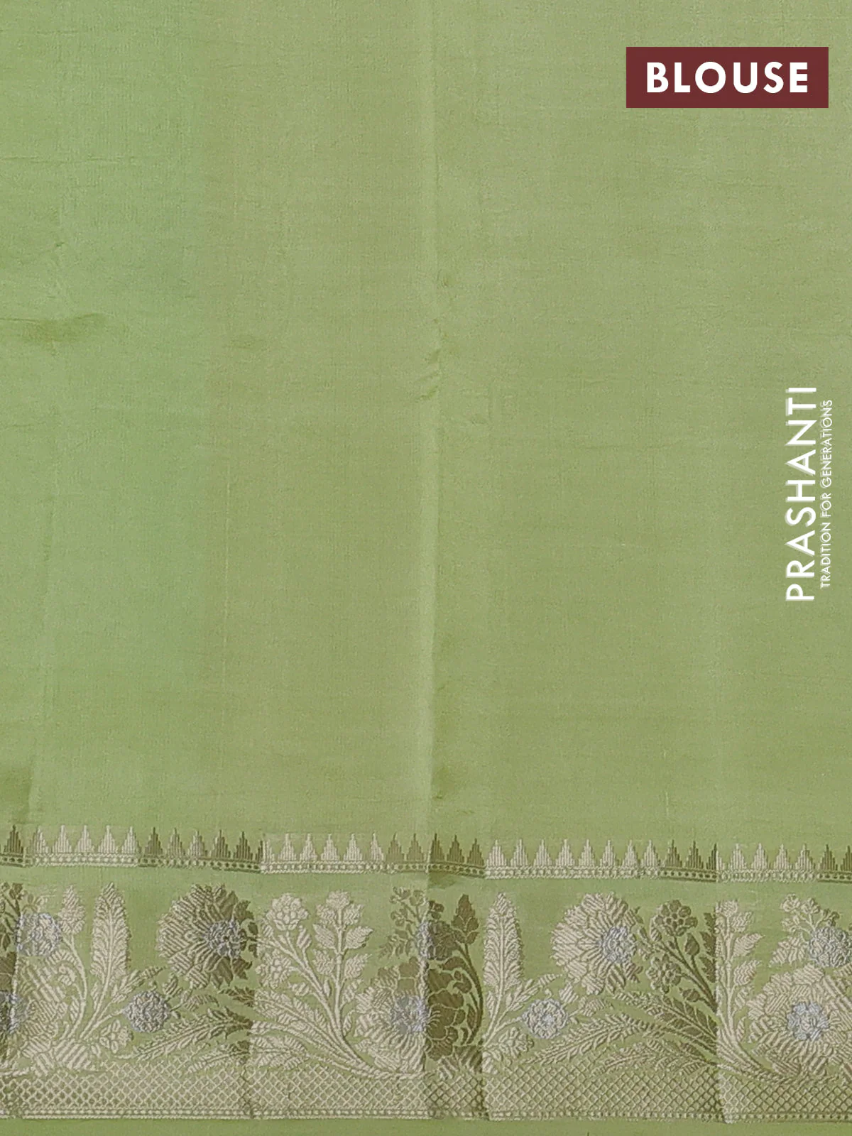Banarasi poona silk saree green and pista green with zari woven buttas and floral zari woven border - Image 4