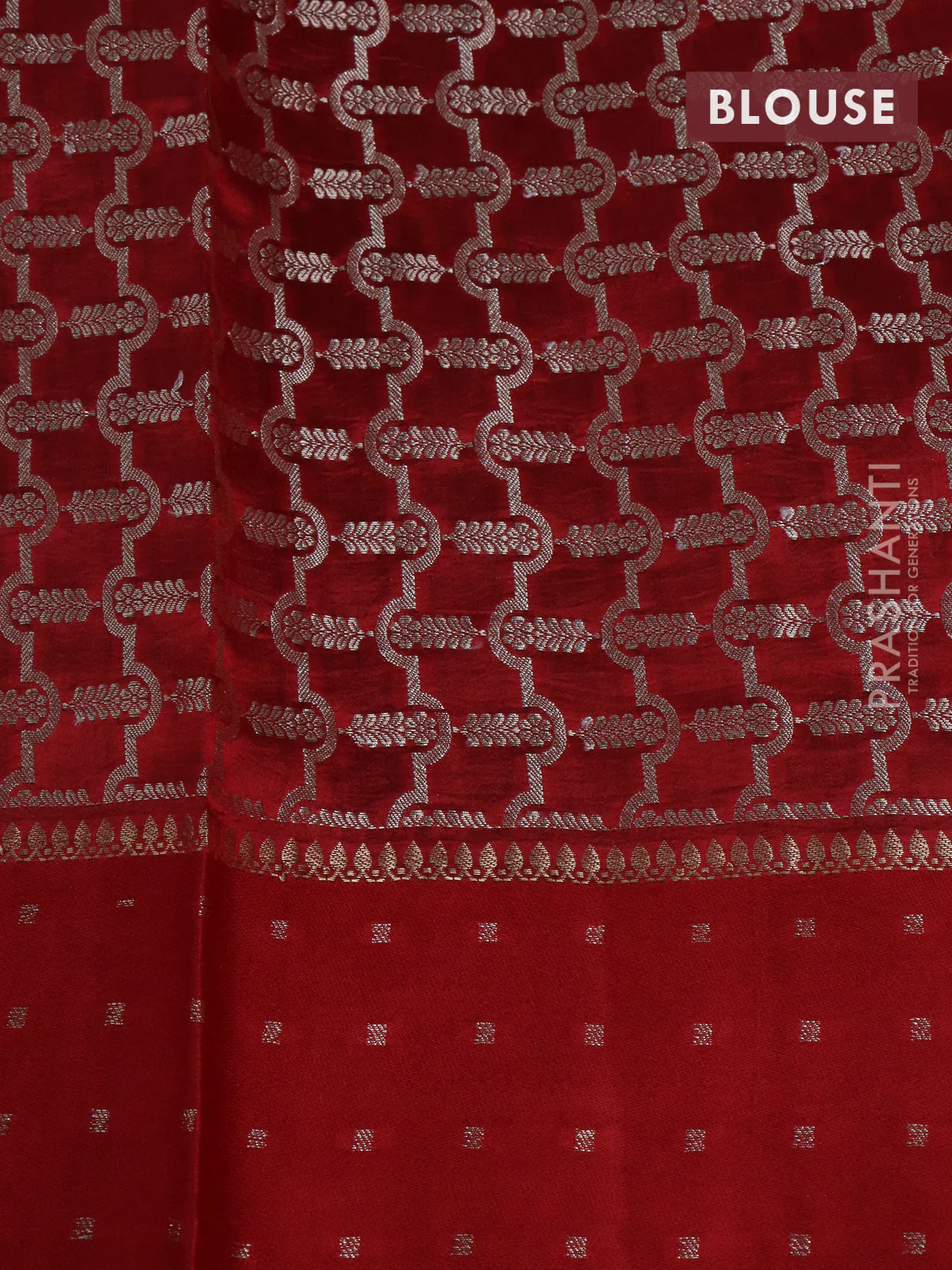 Banarasi poona silk saree green and red with zari woven buttas and zari woven butta border - Image 4