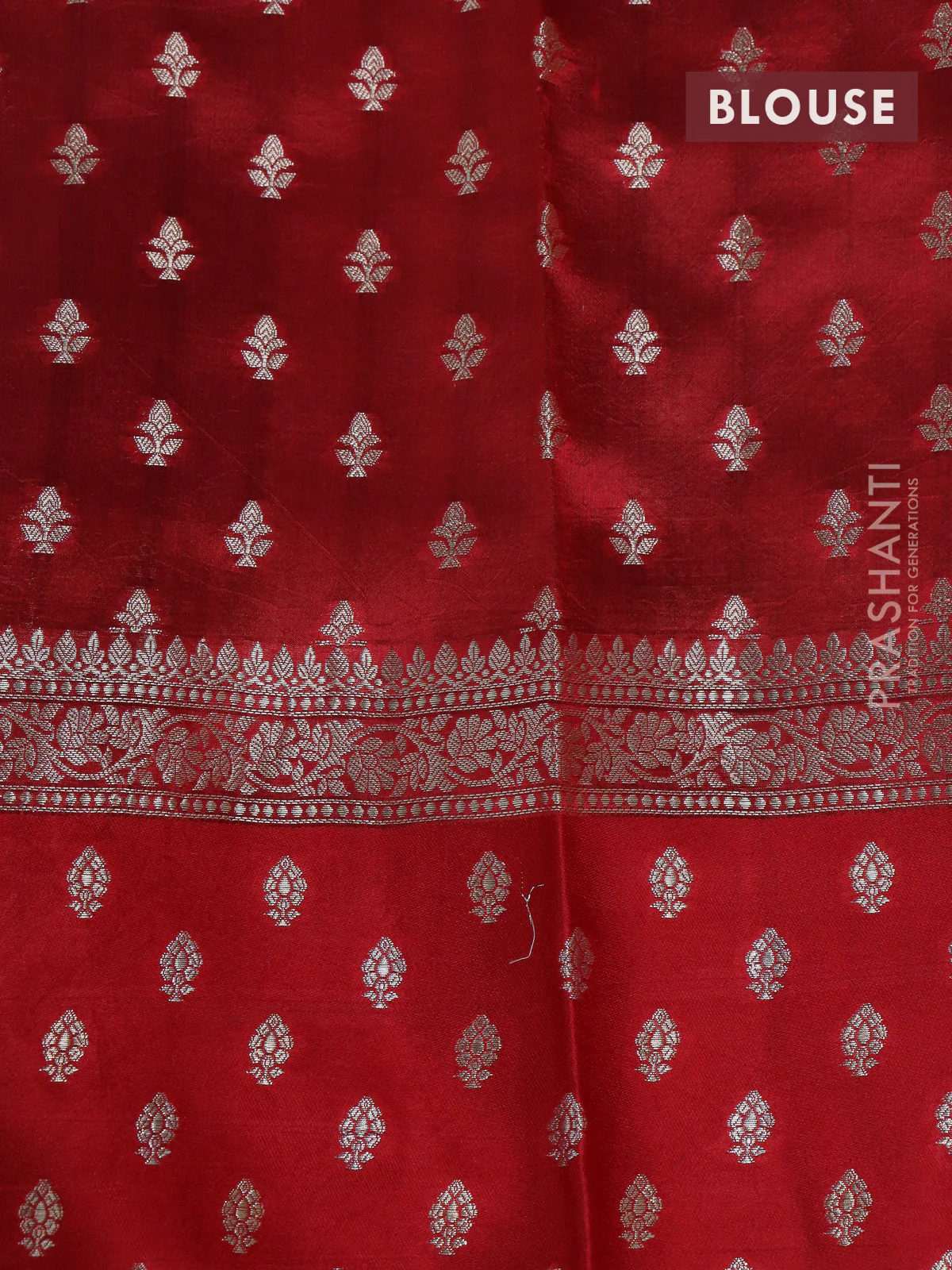 Banarasi poona silk saree green and red with zari woven floral buttas and zari woven butta border - Image 4