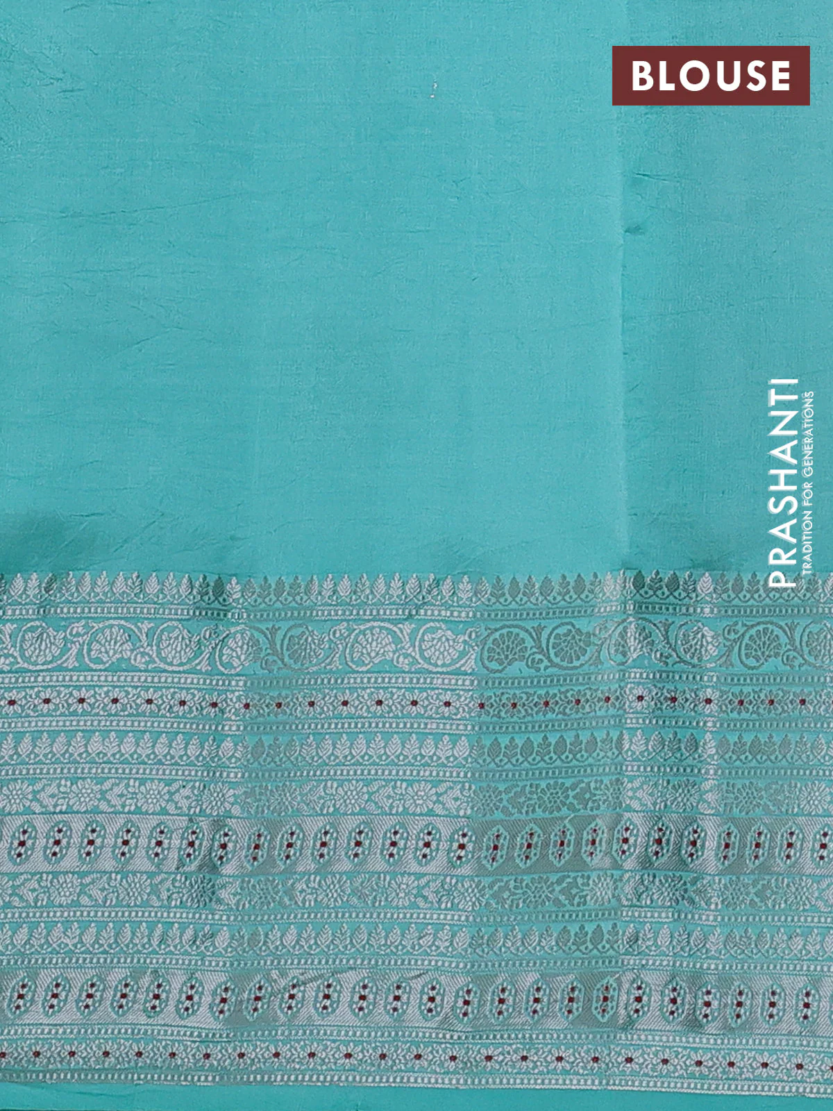 Banarasi poona silk saree green and teal green shade with zari woven buttas and long zari woven border - Image 4