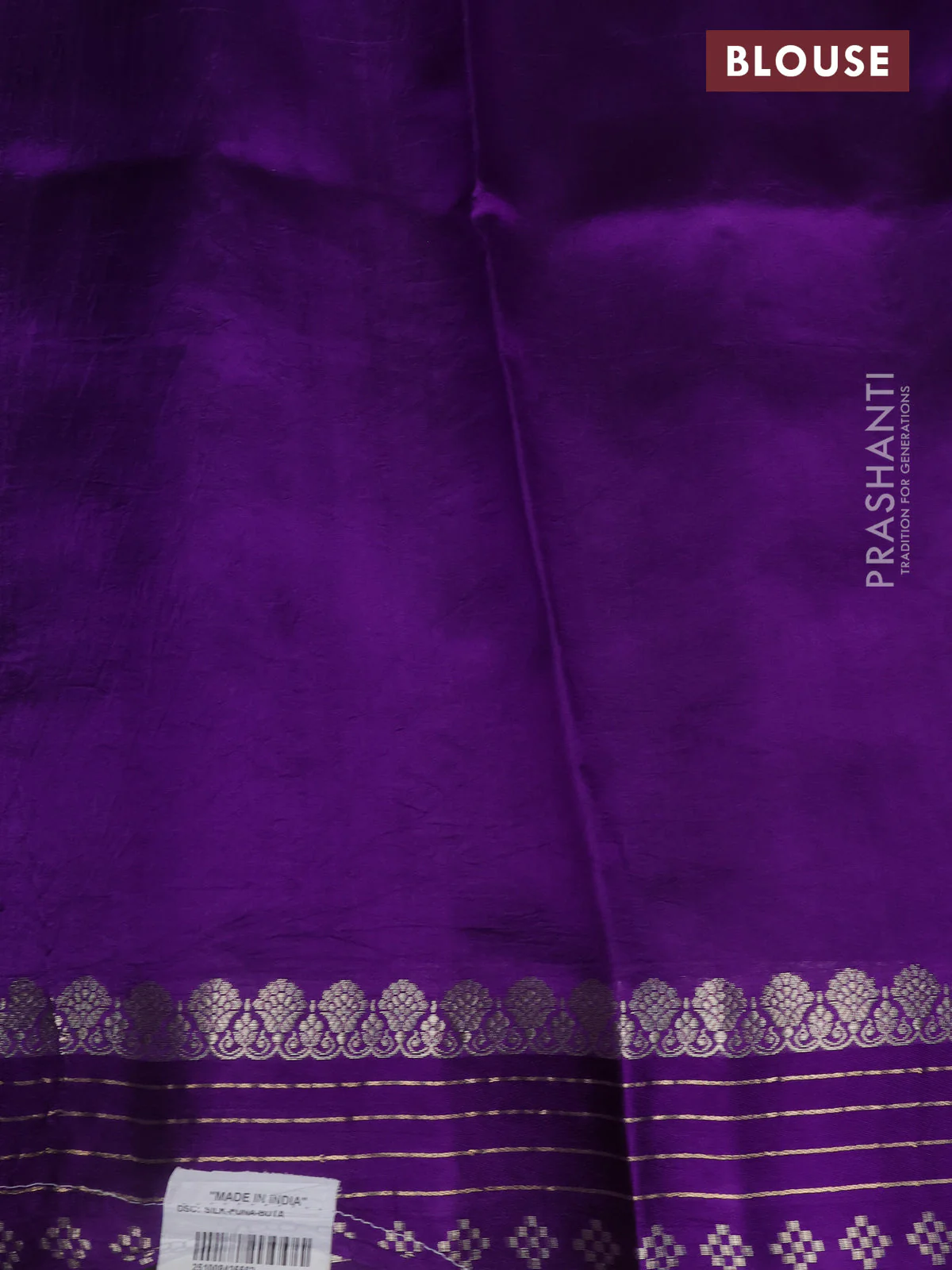 Banarasi poona silk saree green and violet with zari woven floral buttas and zari woven border - Image 3