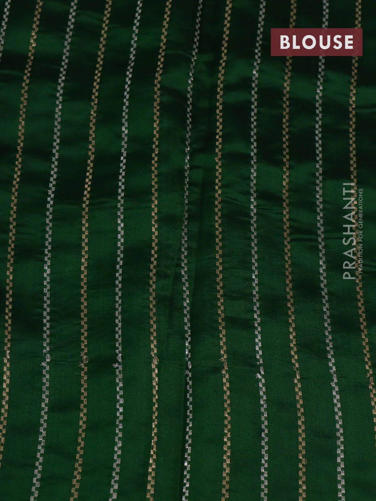 Banarasi poona silk saree green with plain body and zari woven border - Image 4