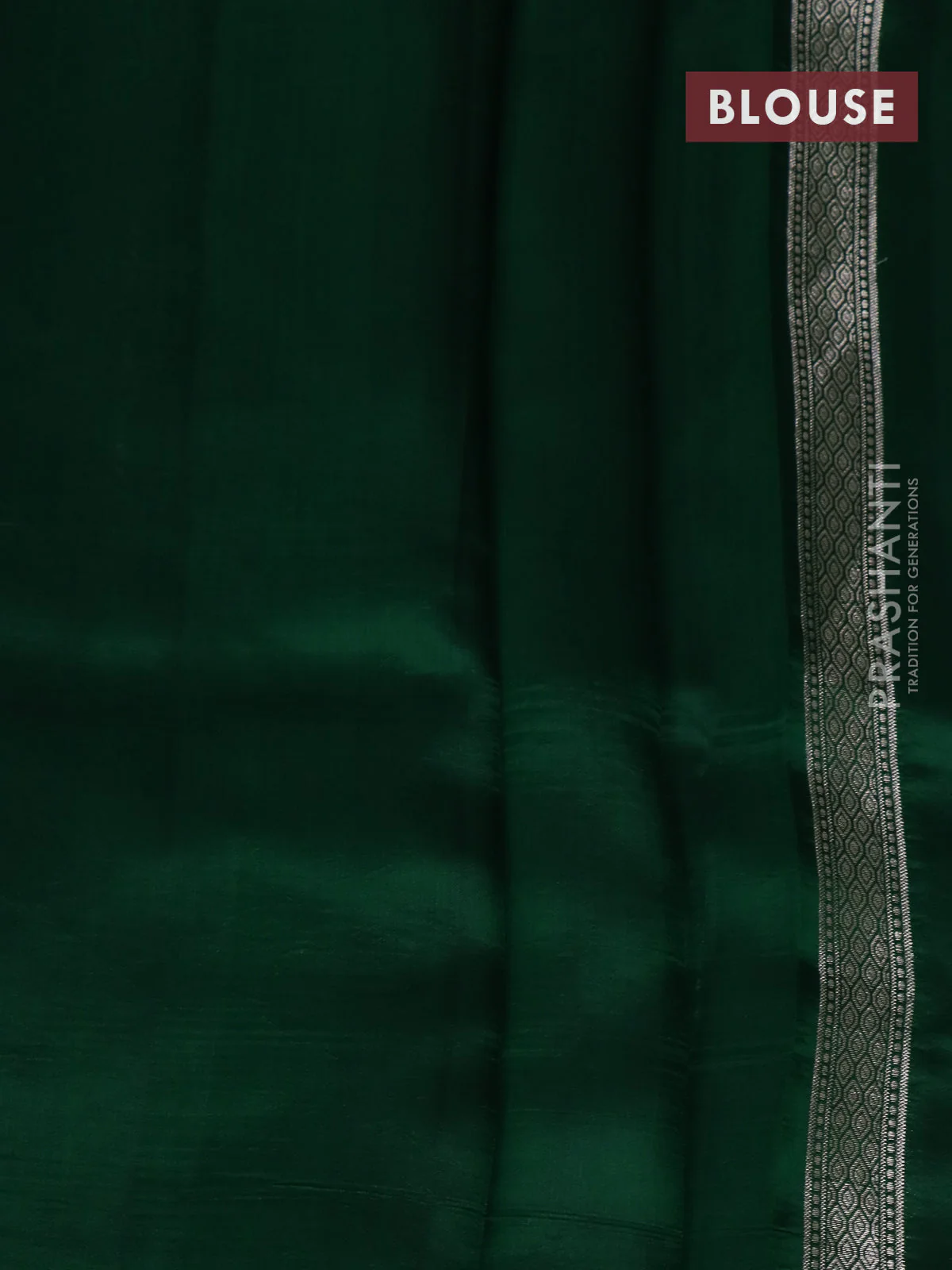 Banarasi poona silk saree green with zari woven buttas and zari woven border - Image 4