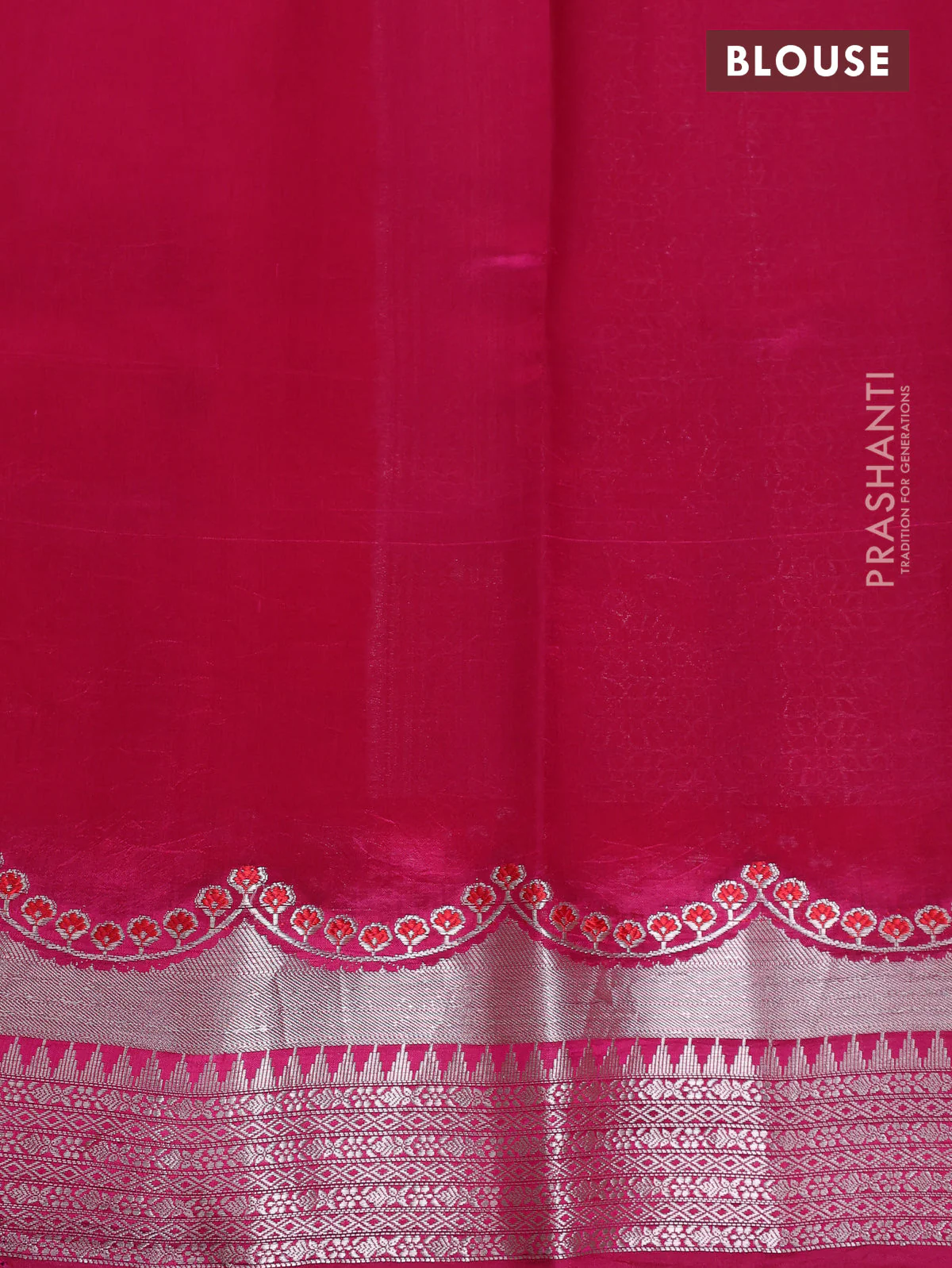 Banarasi poona silk saree orange and pink with allover zari weaves and zari woven border - Image 8