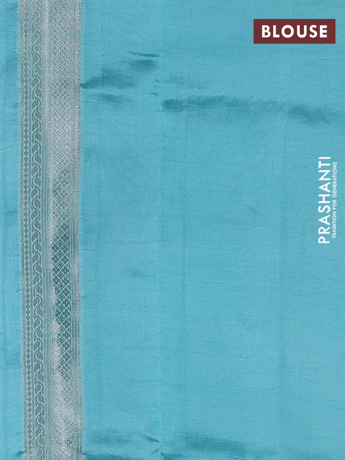 Banarasi poona silk saree peacock blue and teal blue with zari woven buttas and thread & zari woven border - Image 4