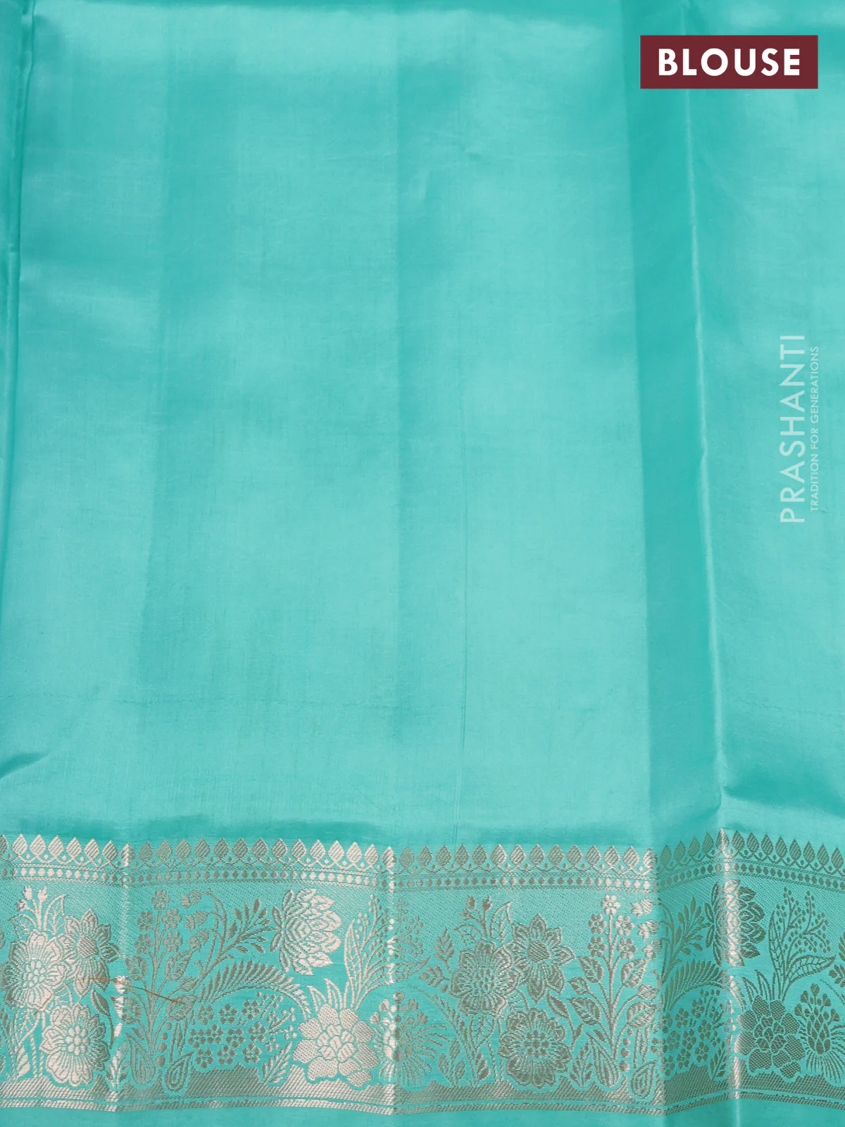 Banarasi poona silk saree peacock green and teal green with thread & zari woven buttas and zari woven border - Image 4