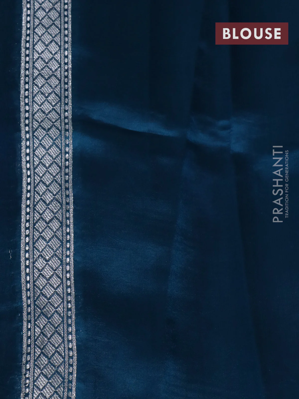 Banarasi poona silk saree pink and peacock blue with silver & gold zari woven buttas and silver zari woven border - Image 4