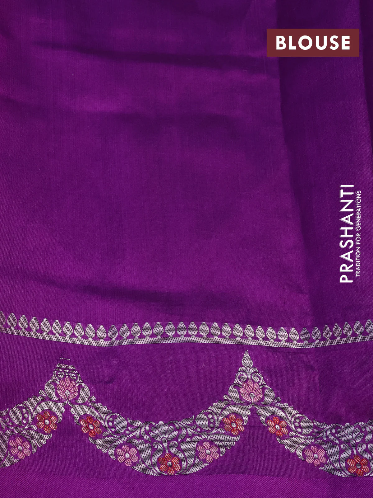 Banarasi poona silk saree pink and violet with zari woven buttas and zari woven border - Image 11