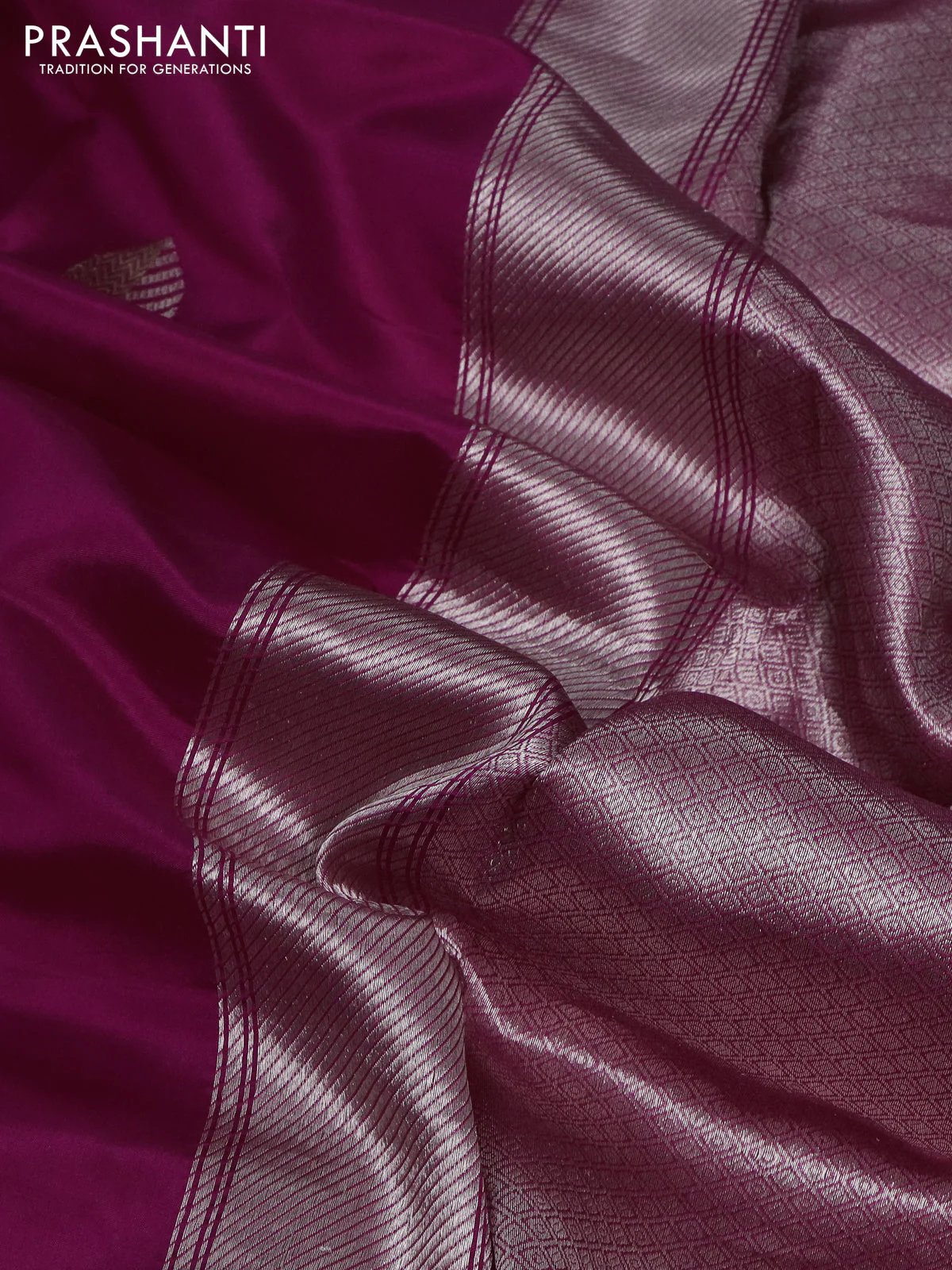 Banarasi poona silk saree pink with zari woven leaf buttas and simple zari border - Image 3
