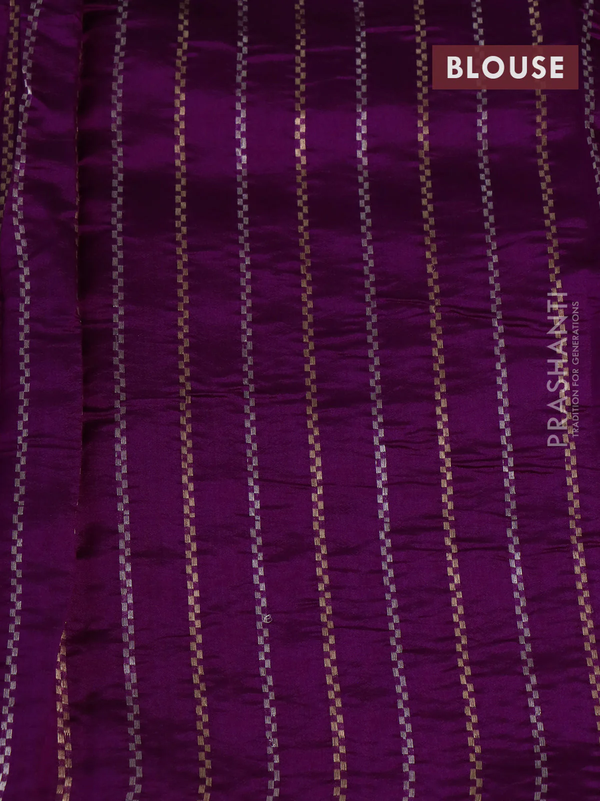Banarasi poona silk saree purple with plain body and zari woven border - Image 4