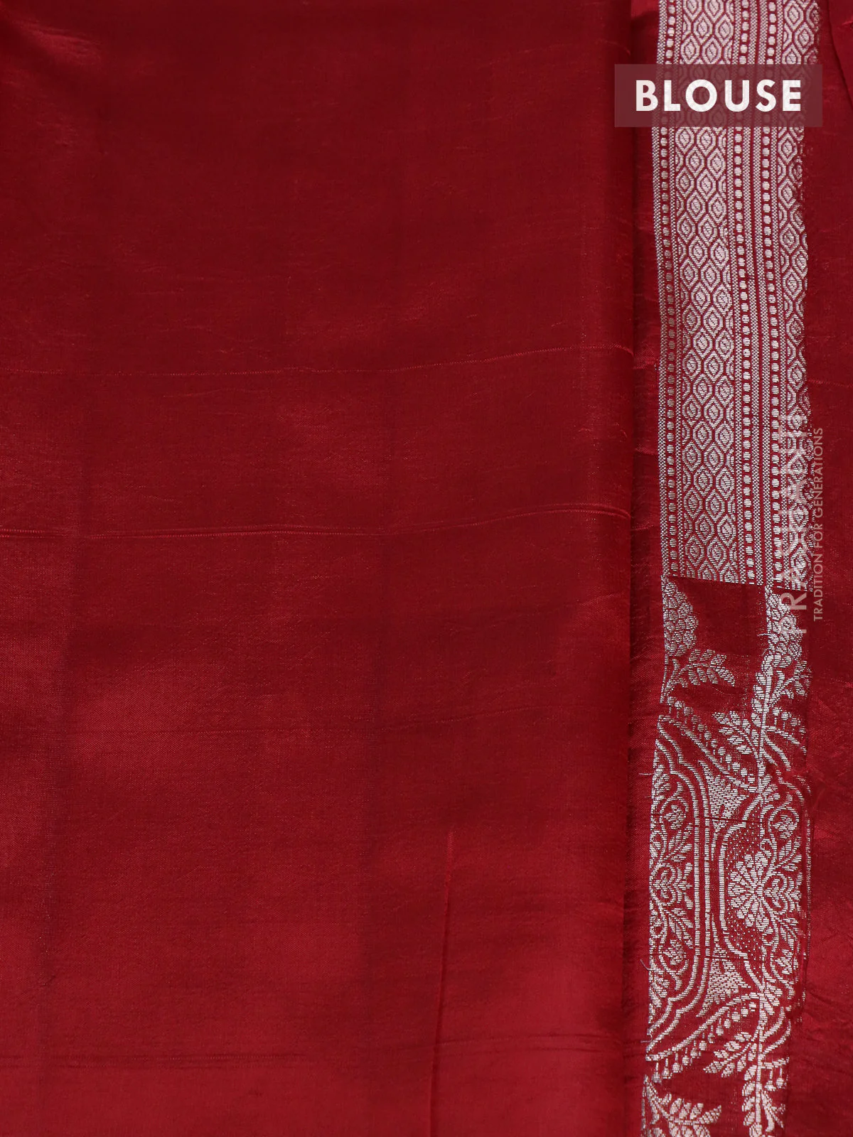 Banarasi poona silk saree red with zari woven buttas and zari woven border - Image 4