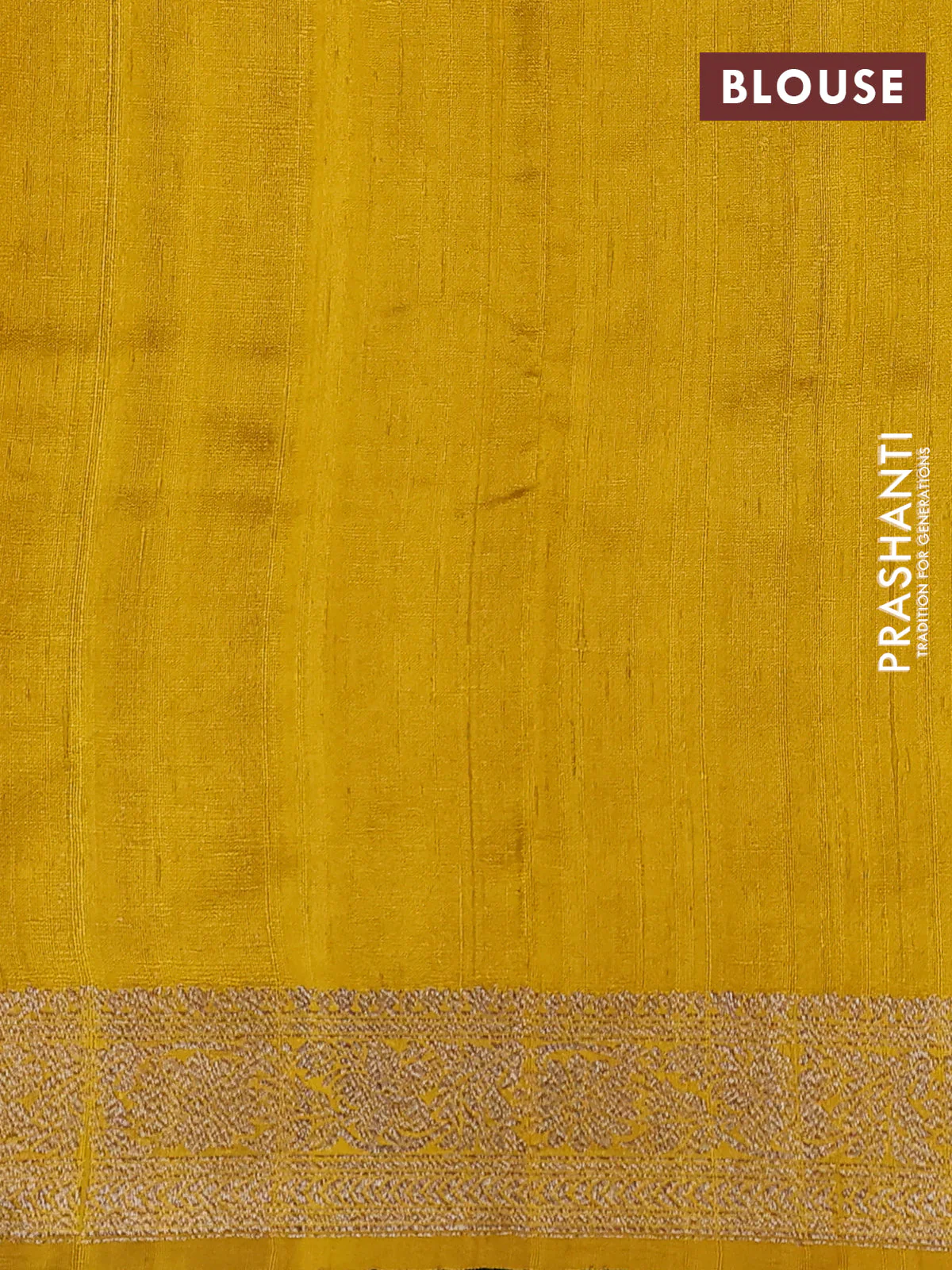 Banarasi raw silk saree bottle green and yellow with thread & zari woven buttas and woven border - Image 3