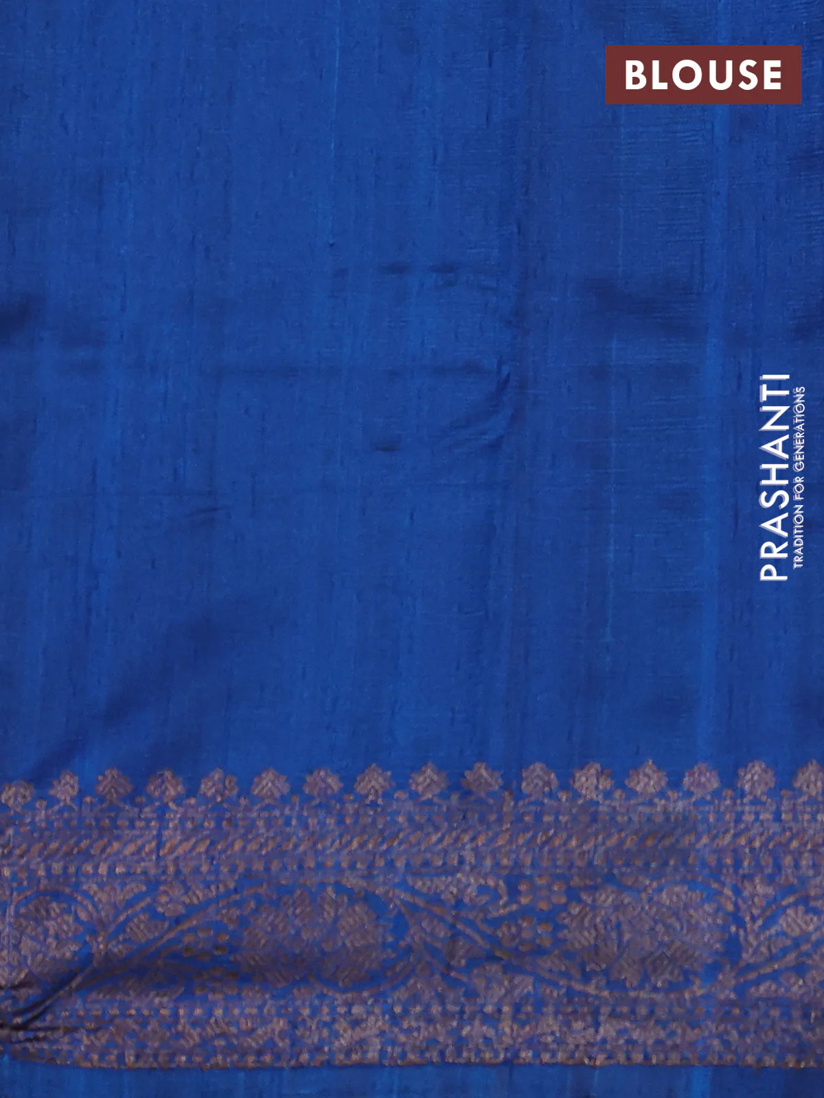 Banarasi raw silk saree coffee brown and blue with thread & zari woven buttas and woven border - Image 3