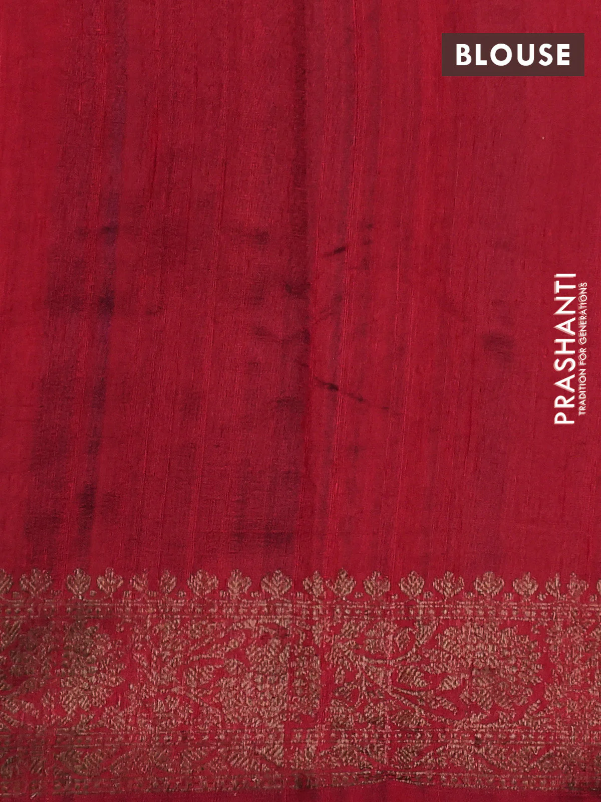 Banarasi raw silk saree cs blue and red with thread & zari woven buttas and woven border - Image 3