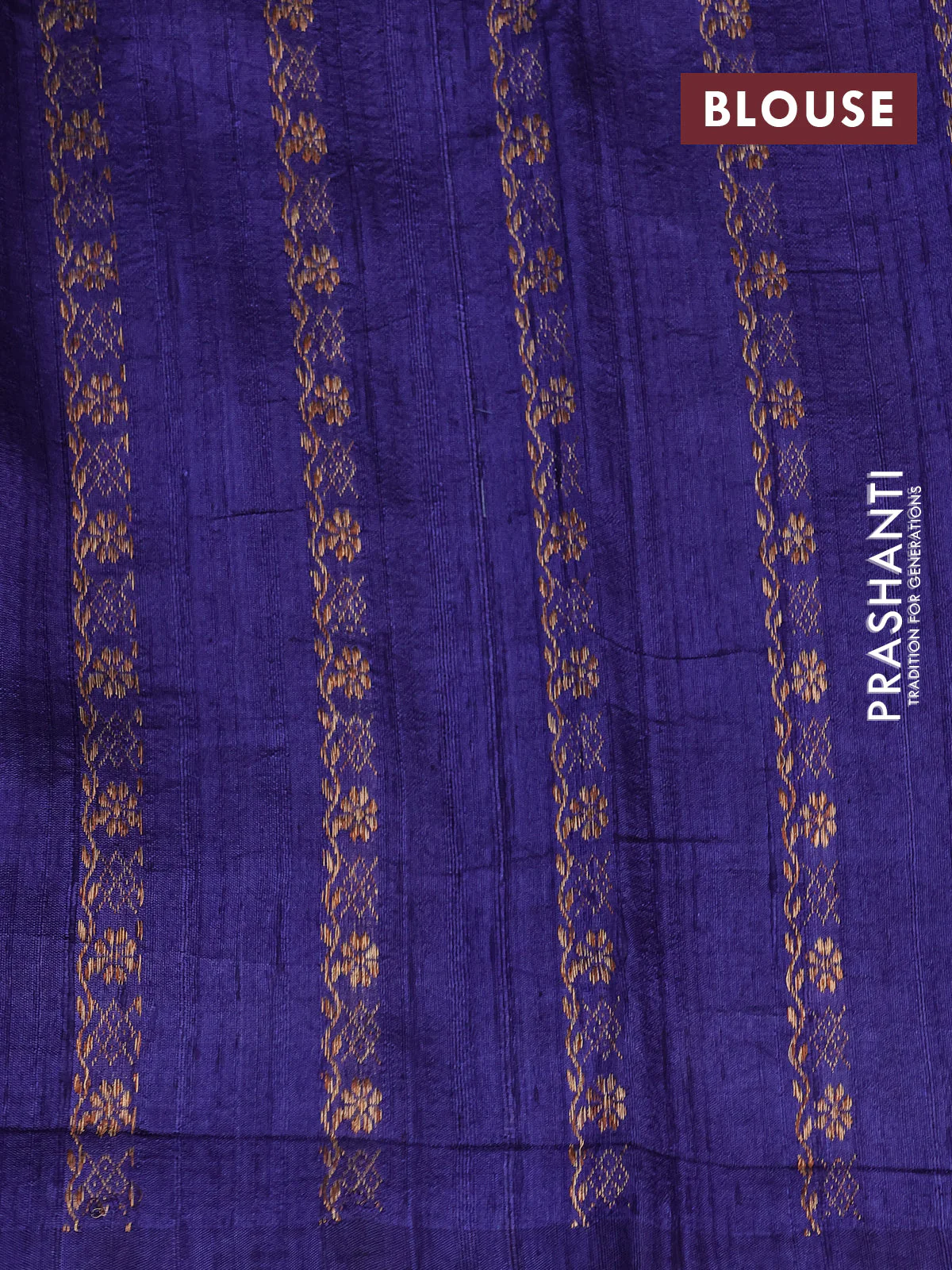 Banarasi raw silk saree dark blue with woven buttas in borderless style - Image 10