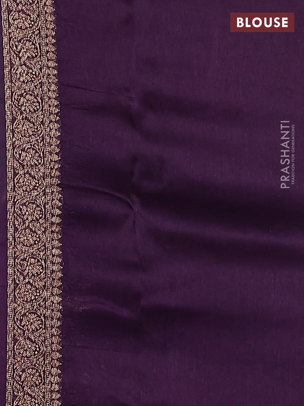 Banarasi raw silk saree deep violet with thread & zari woven buttas and floral design woven border - Image 3
