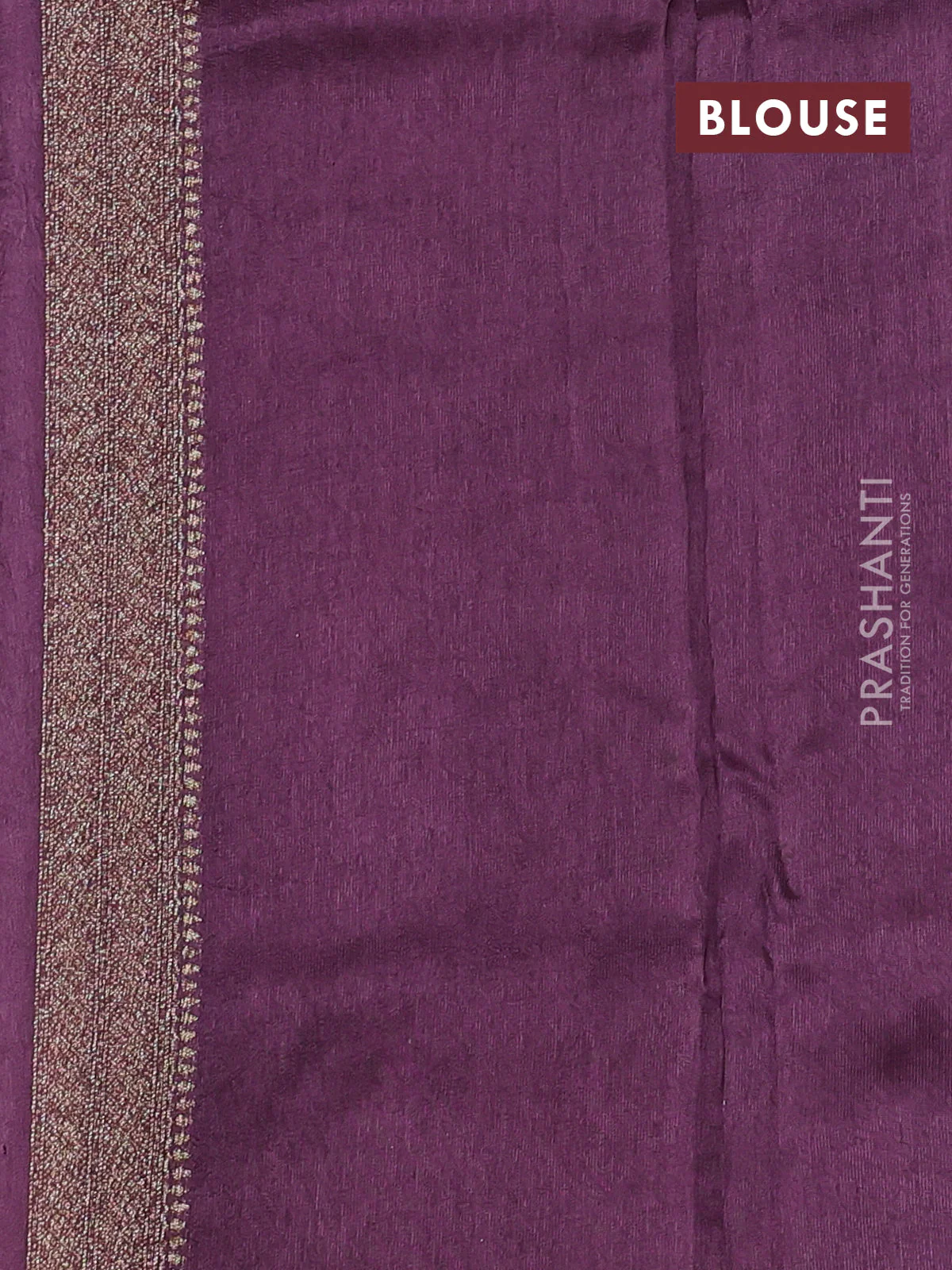 Banarasi raw silk saree jamun shade with allover thread & zari weaves and woven border - Image 3
