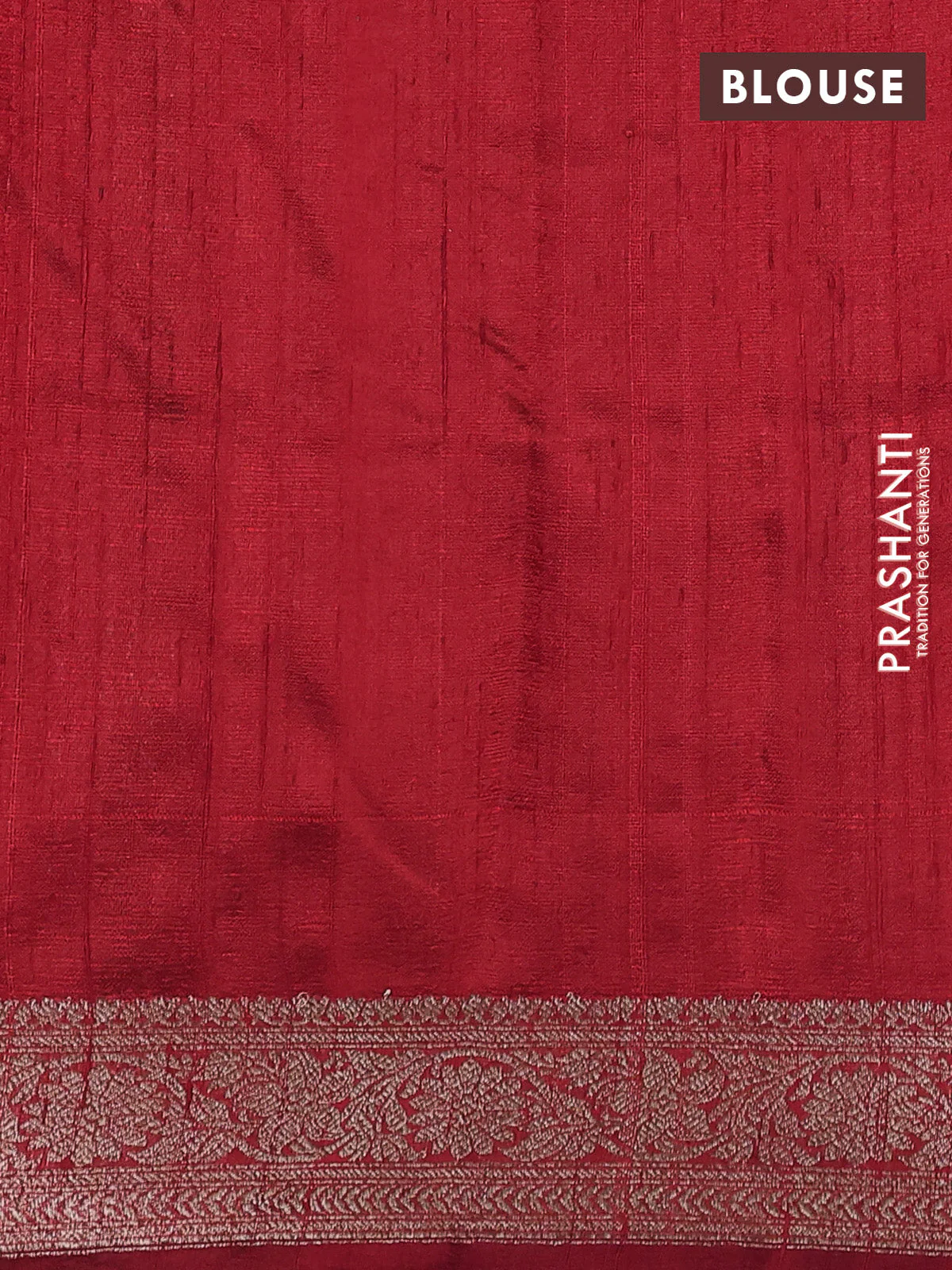 Banarasi raw silk saree lottus pink and red with thread & zari woven buttas and woven border - Image 3