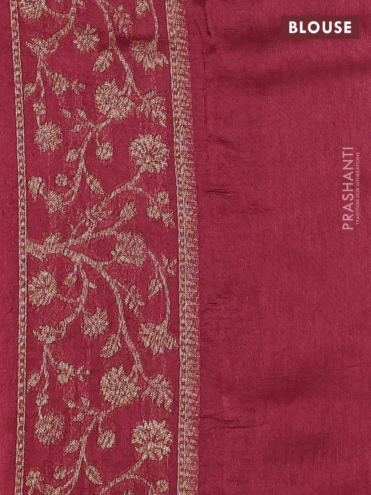 Banarasi raw silk saree maroon shade with allover thread & zari weaves and long woven border - Image 3