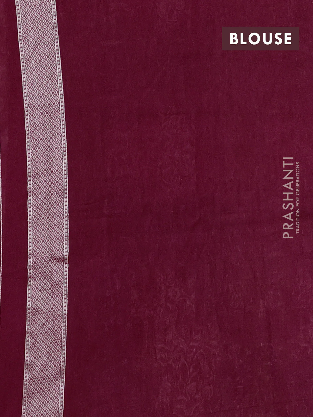 Banarasi raw silk saree maroon with silver zari woven buttas and zari woven paithani style border - Image 3