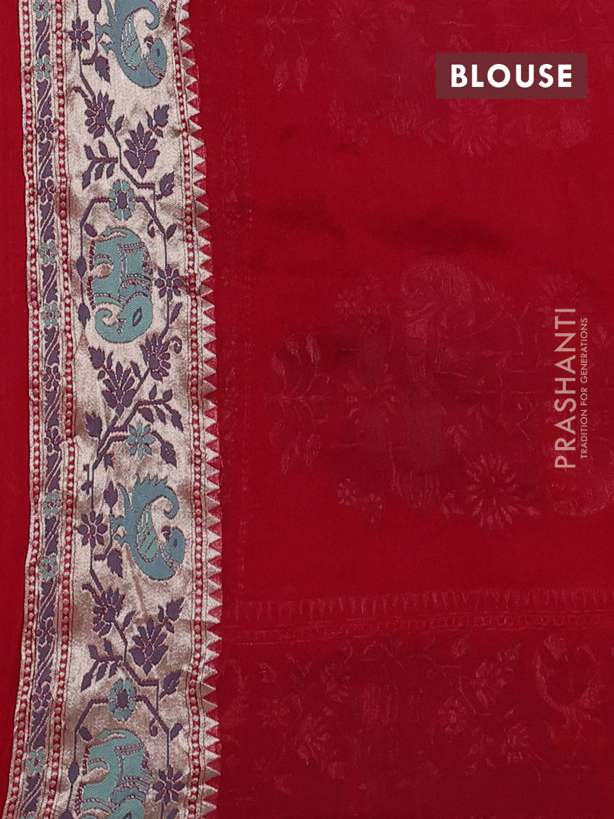 Banarasi raw silk saree maroon with silver zari woven buttas and zari woven paithani style border - Image 3