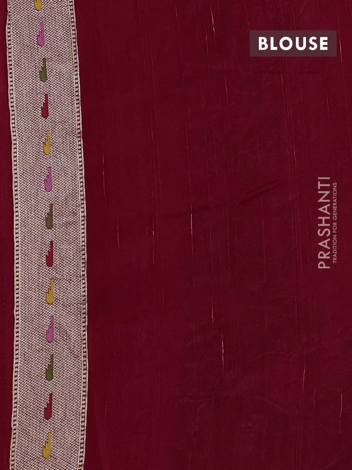 Banarasi raw silk saree maroon with woven buttas and zari woven paithani style border - Image 3