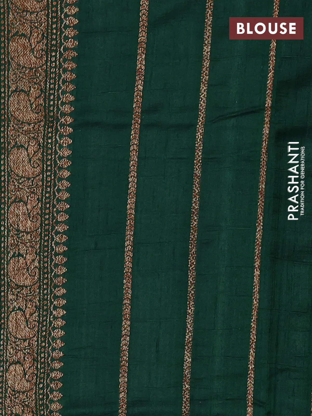 Banarasi raw silk saree pastel green and green with thread & zari woven buttas and woven border - Image 3