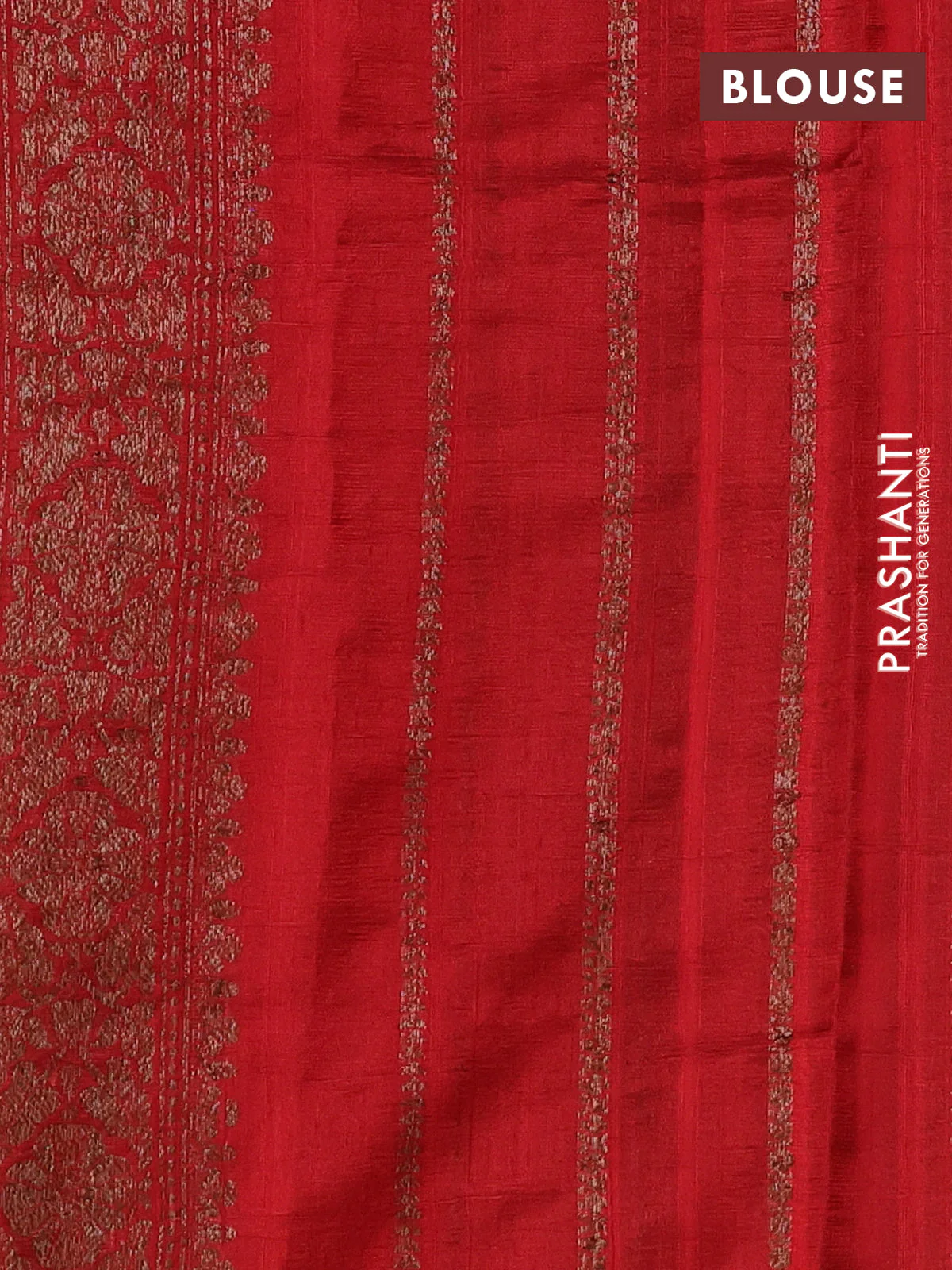 Banarasi raw silk saree peach shade and red with woven buttas and woven border - Image 3
