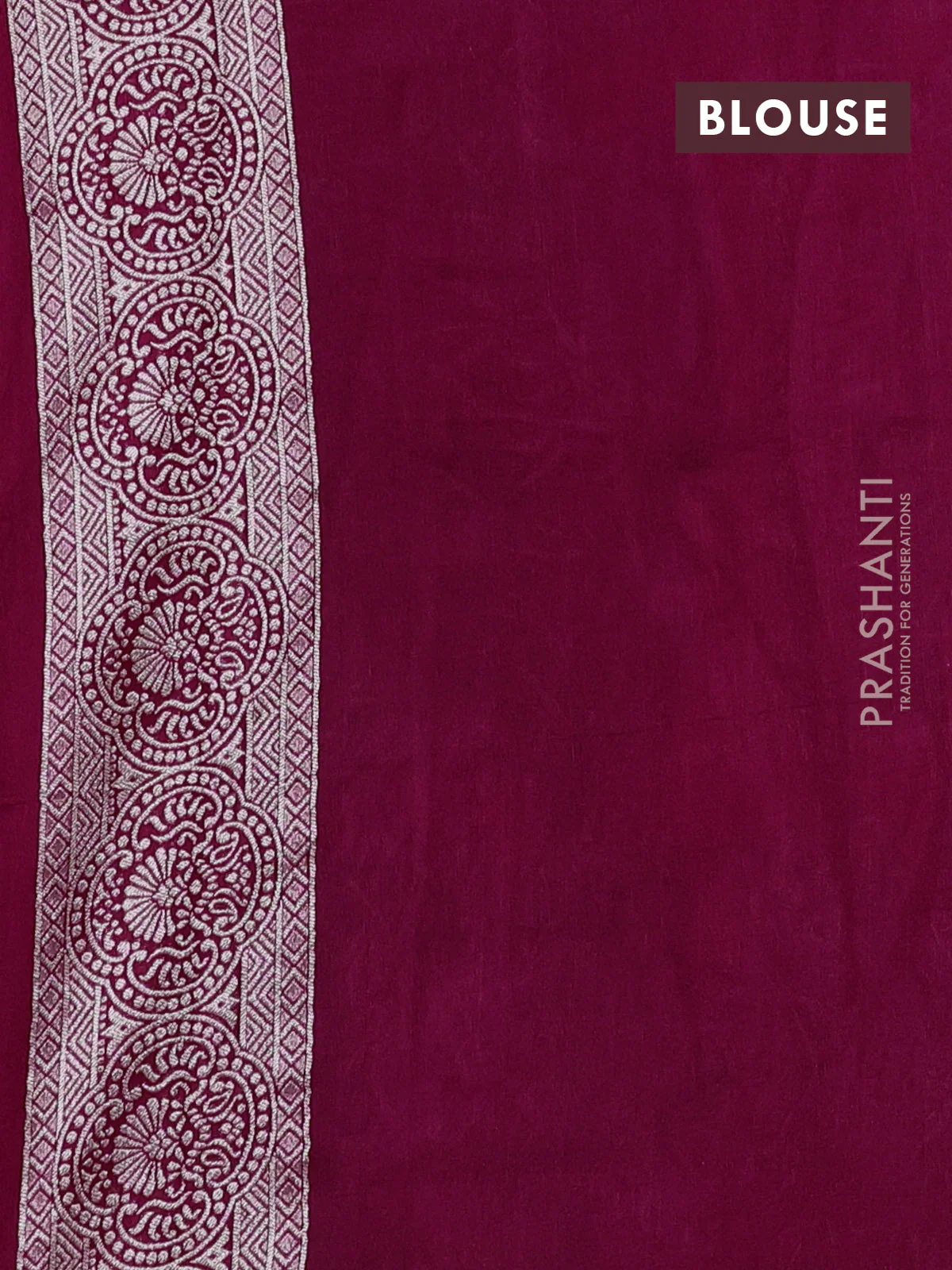 Banarasi raw silk saree pink with silver zari woven buttas and zari woven paithani style border - Image 3