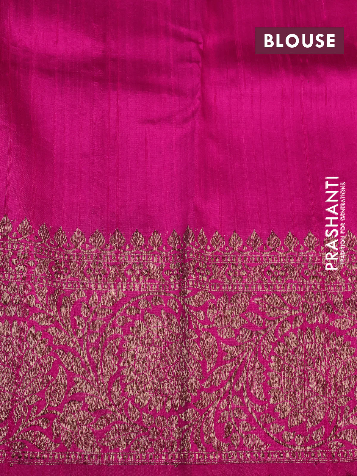 Banarasi raw silk saree pink with woven buttas and thread & zari woven border - Image 10