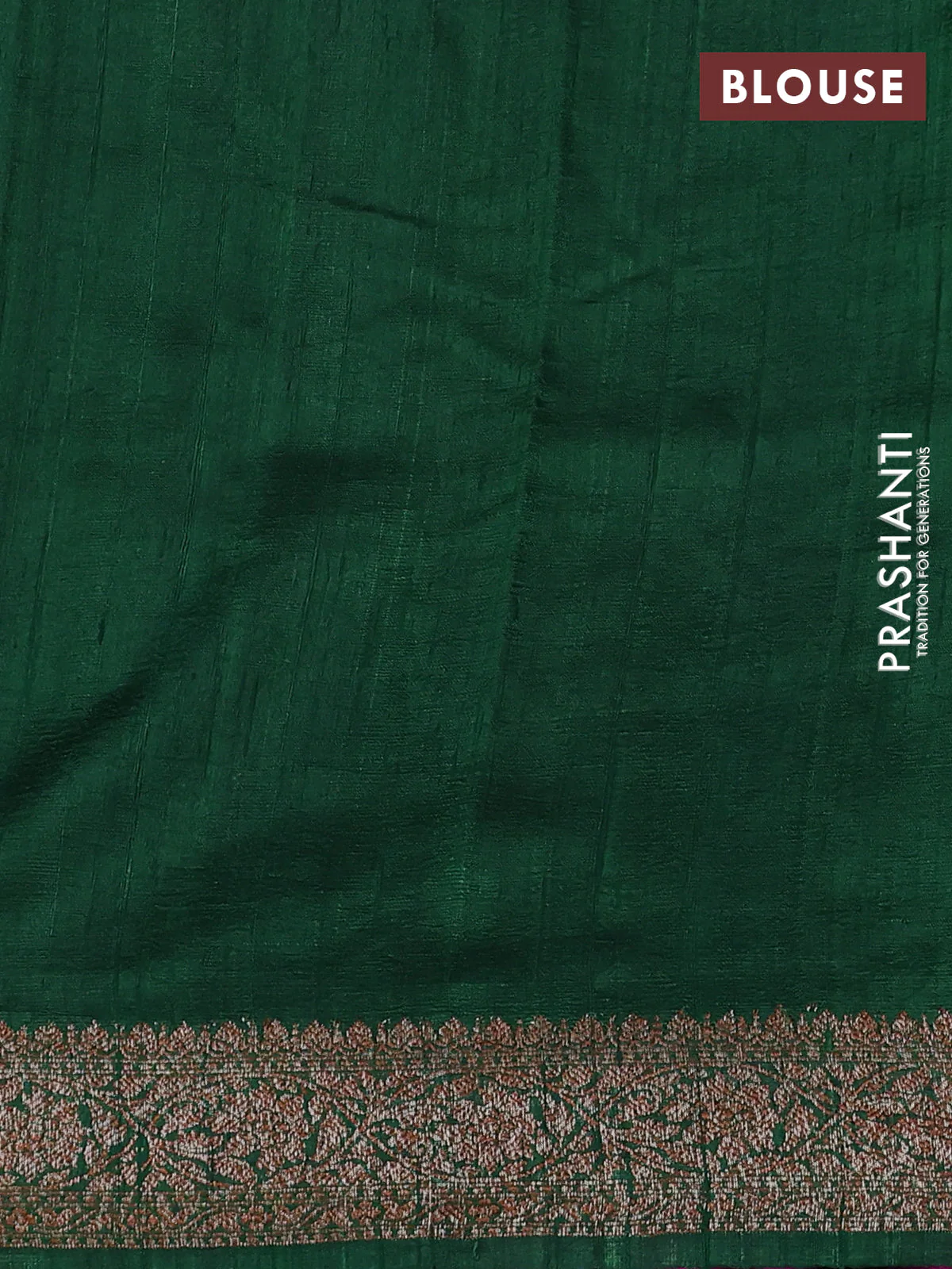 Banarasi raw silk saree purple and green with thread & zari woven buttas and woven border - Image 3