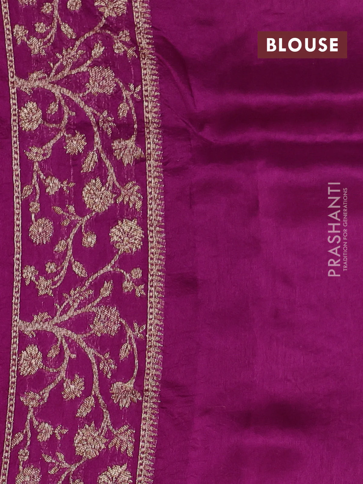 Banarasi raw silk saree purple with allover thread & zari weaves and long woven border - Image 3