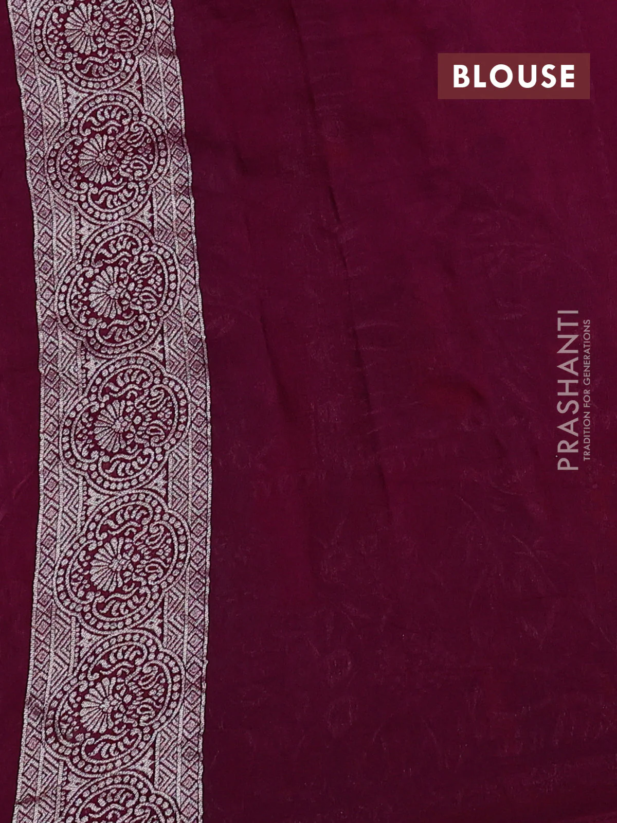Banarasi raw silk saree purple with silver zari woven buttas and zari woven paithani style border - Image 3