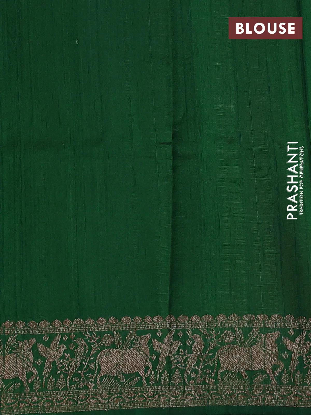 Banarasi raw silk saree red and green with woven buttas and woven border - Image 3