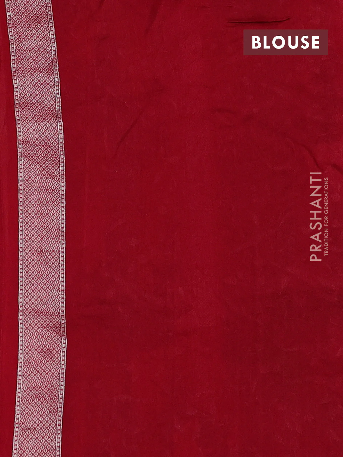Banarasi raw silk saree red with silver zari woven buttas and zari woven paithani style border - Image 3
