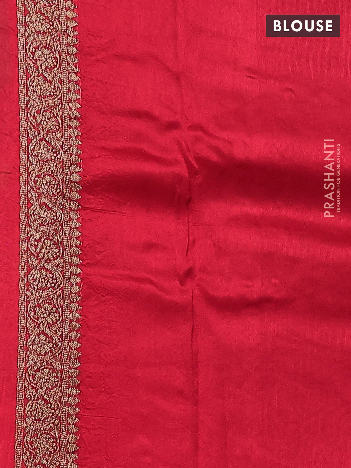 Banarasi raw silk saree red with thread & zari woven buttas and floral design woven border - Image 3