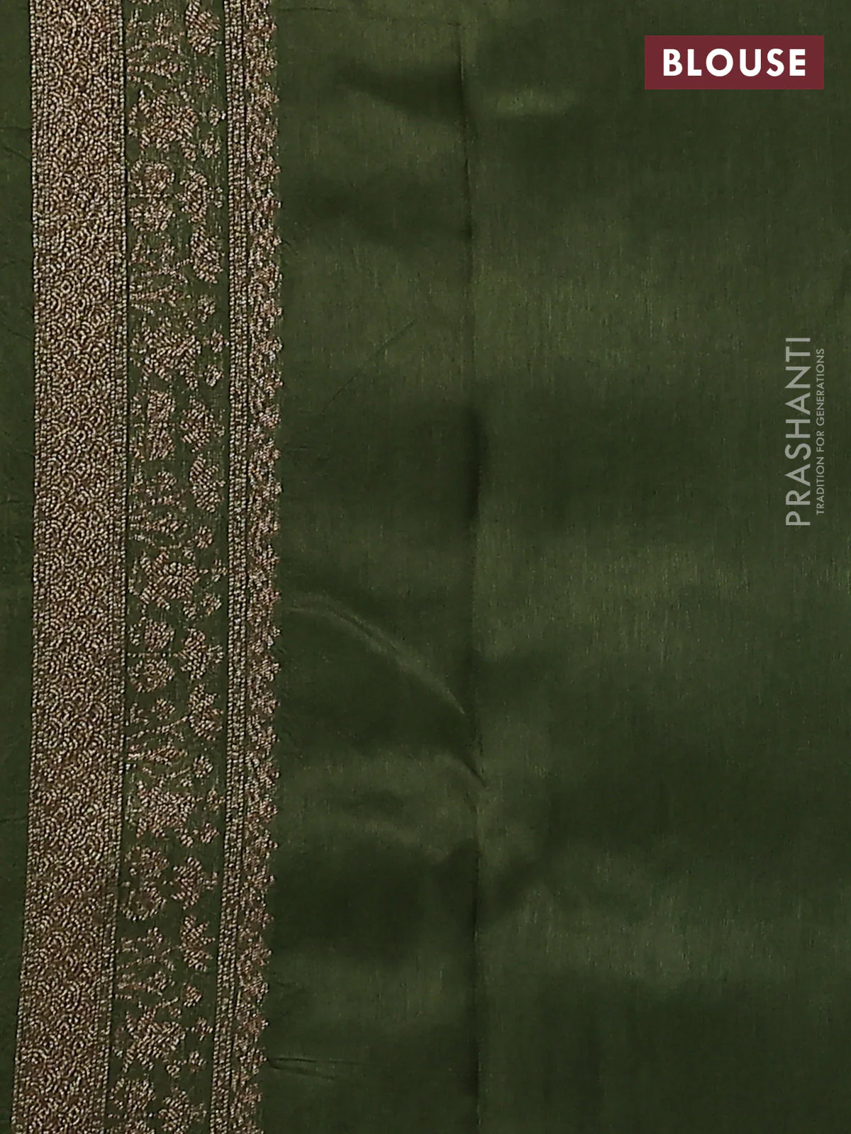 Banarasi raw silk saree sap green with allover thread & zari weaves and woven border - Image 3
