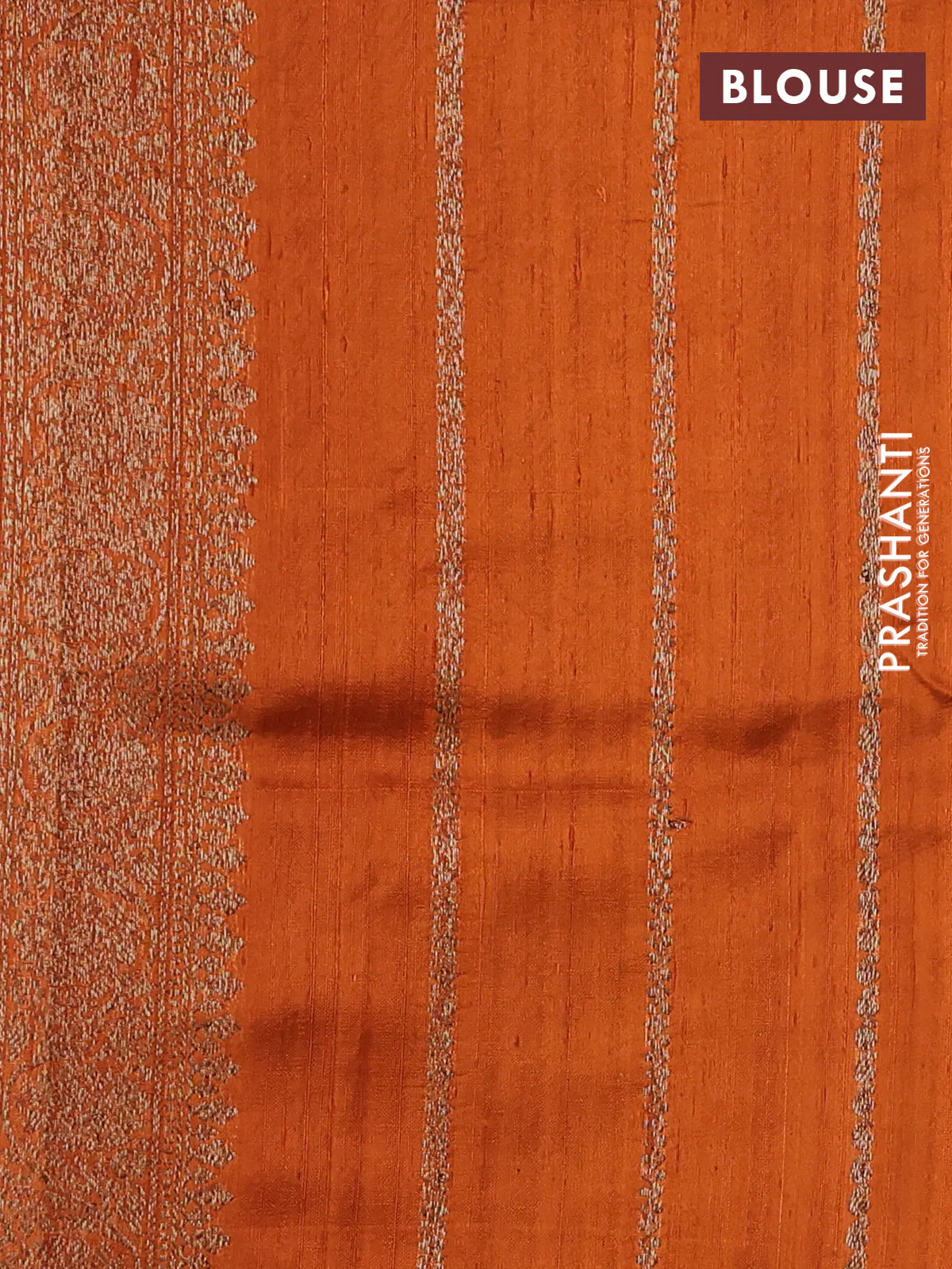 Banarasi raw silk saree violet and rust shade with thread & zari woven buttas and woven border - Image 3