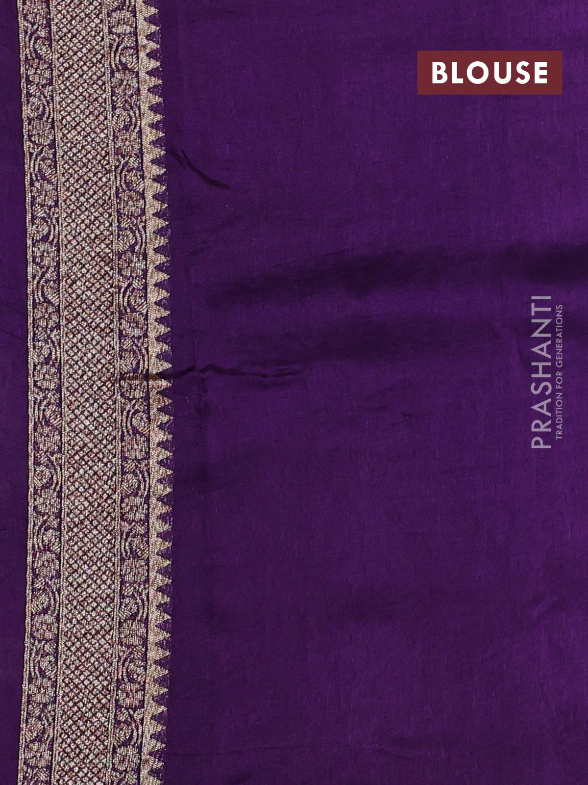 Banarasi raw silk saree violet with allover thread & zari weaves and long woven border - Image 3