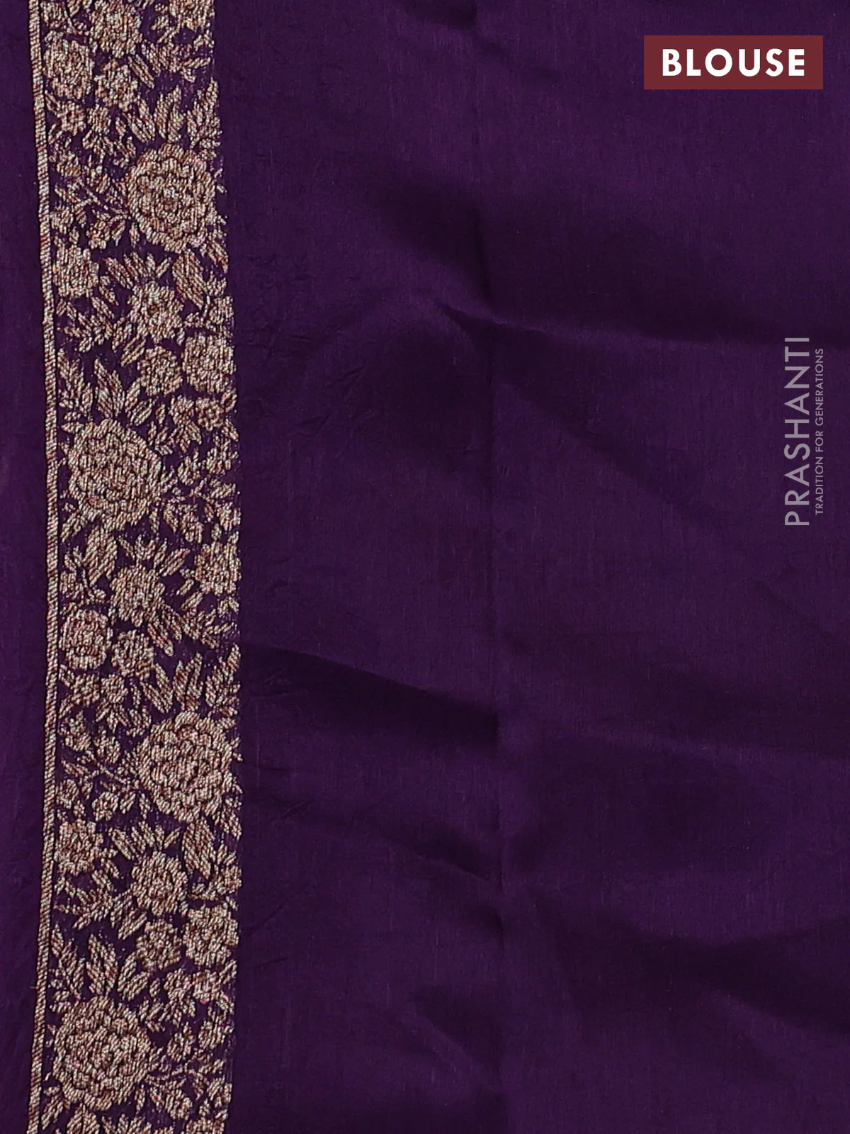 Banarasi raw silk saree violet with allover thread & zari weaves and woven border - Image 3