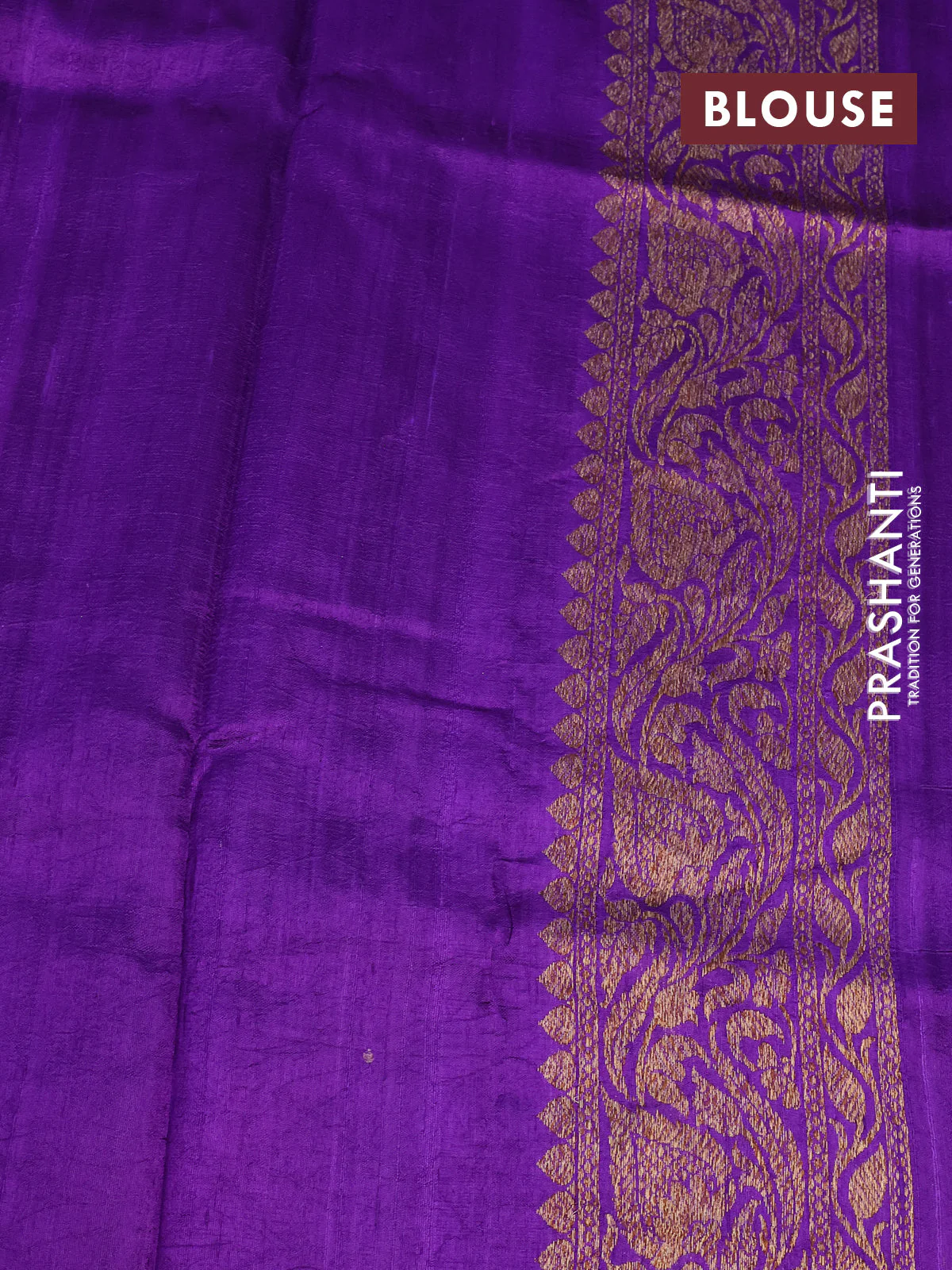 Banarasi raw silk saree violet with allover thread & zari weaves in borderless style - Image 13