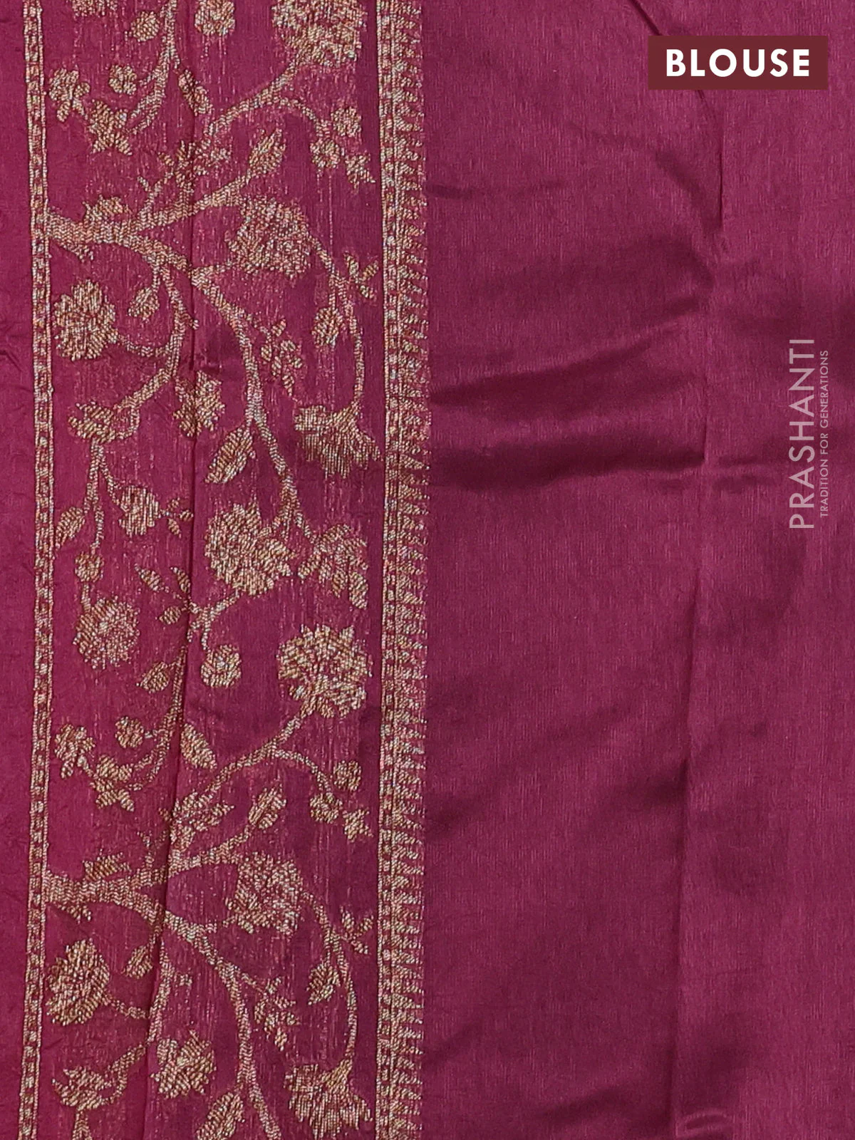 Banarasi raw silk saree wine shade with allover thread & zari weaves and long woven border - Image 3