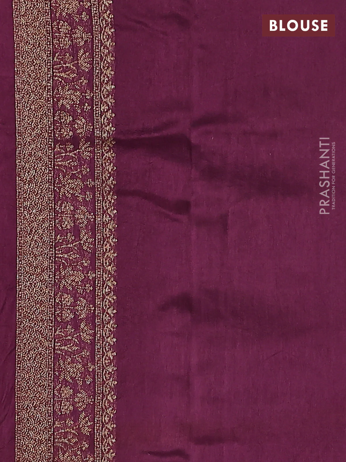 Banarasi raw silk saree wine shade with allover thread & zari weaves and woven border - Image 3