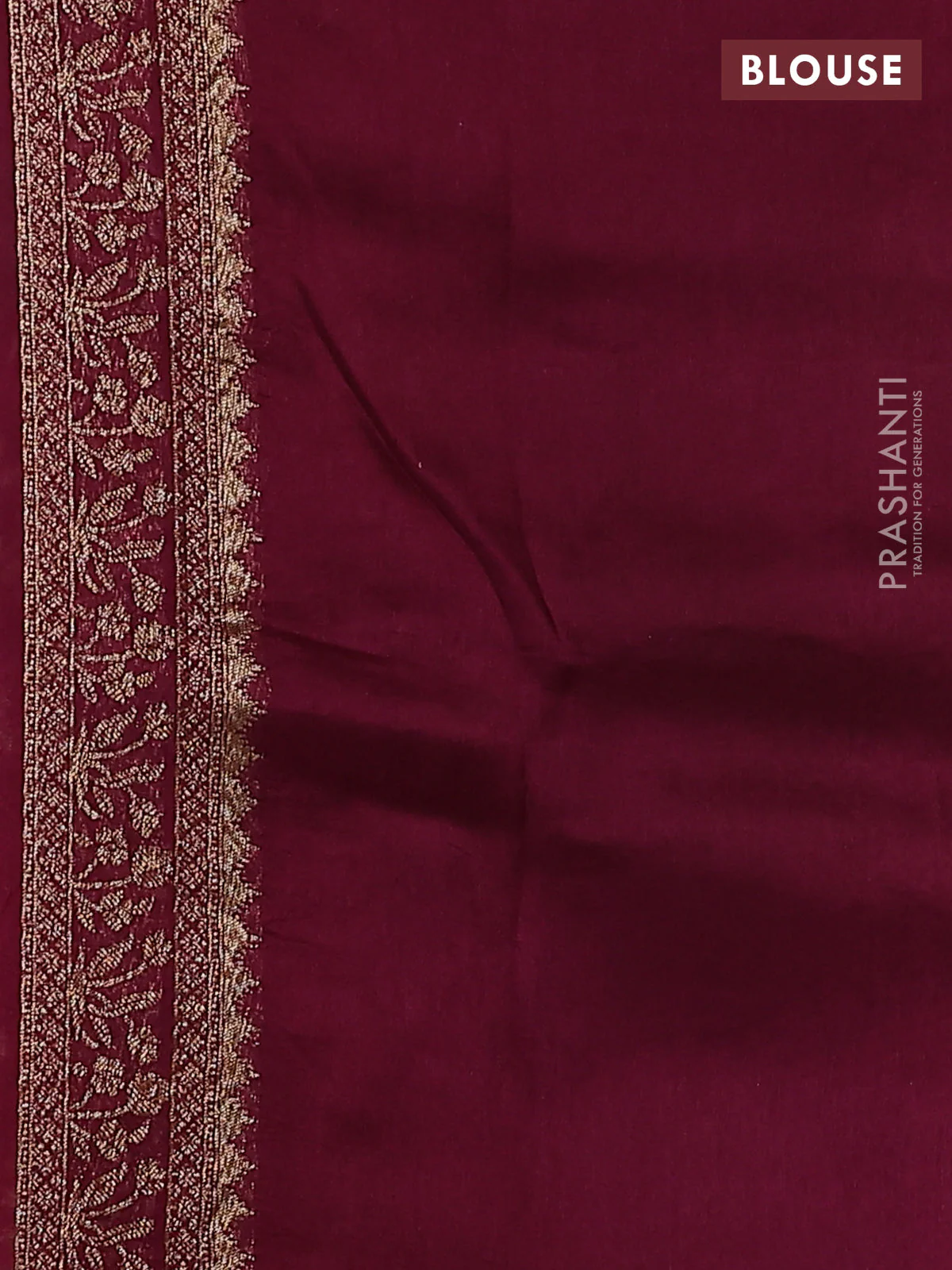 Banarasi raw silk saree wine shade with allover thread & zari weaves and woven border - Image 3