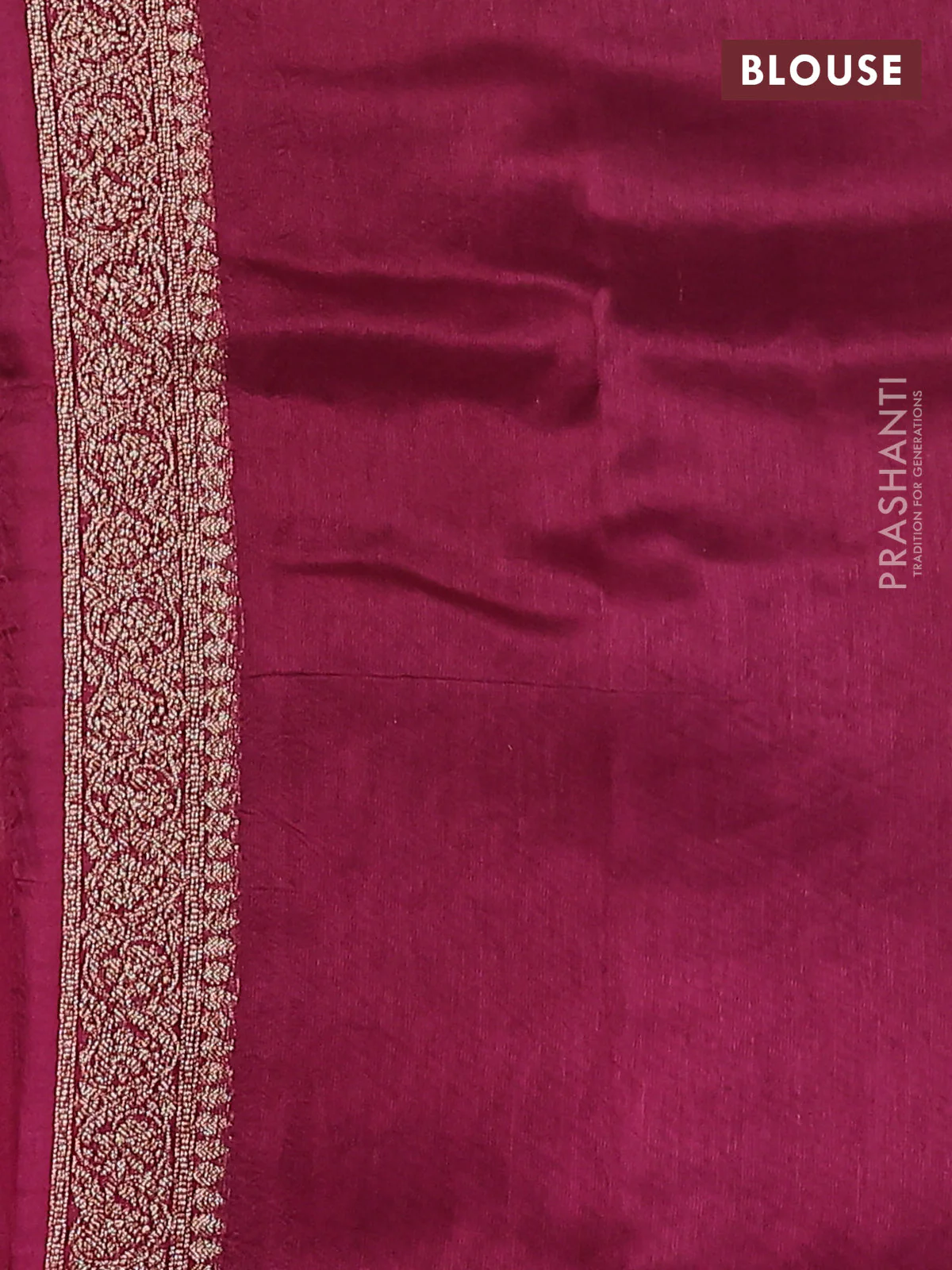 Banarasi raw silk saree wine shade with thread & zari woven buttas and floral design woven border - Image 3