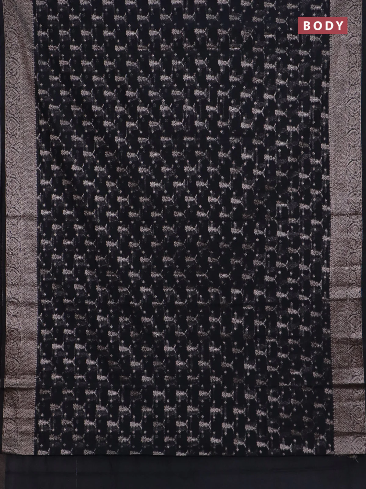 Banarasi semi chiniya saree black with allover thread & zari weaves and woven border - Image 2