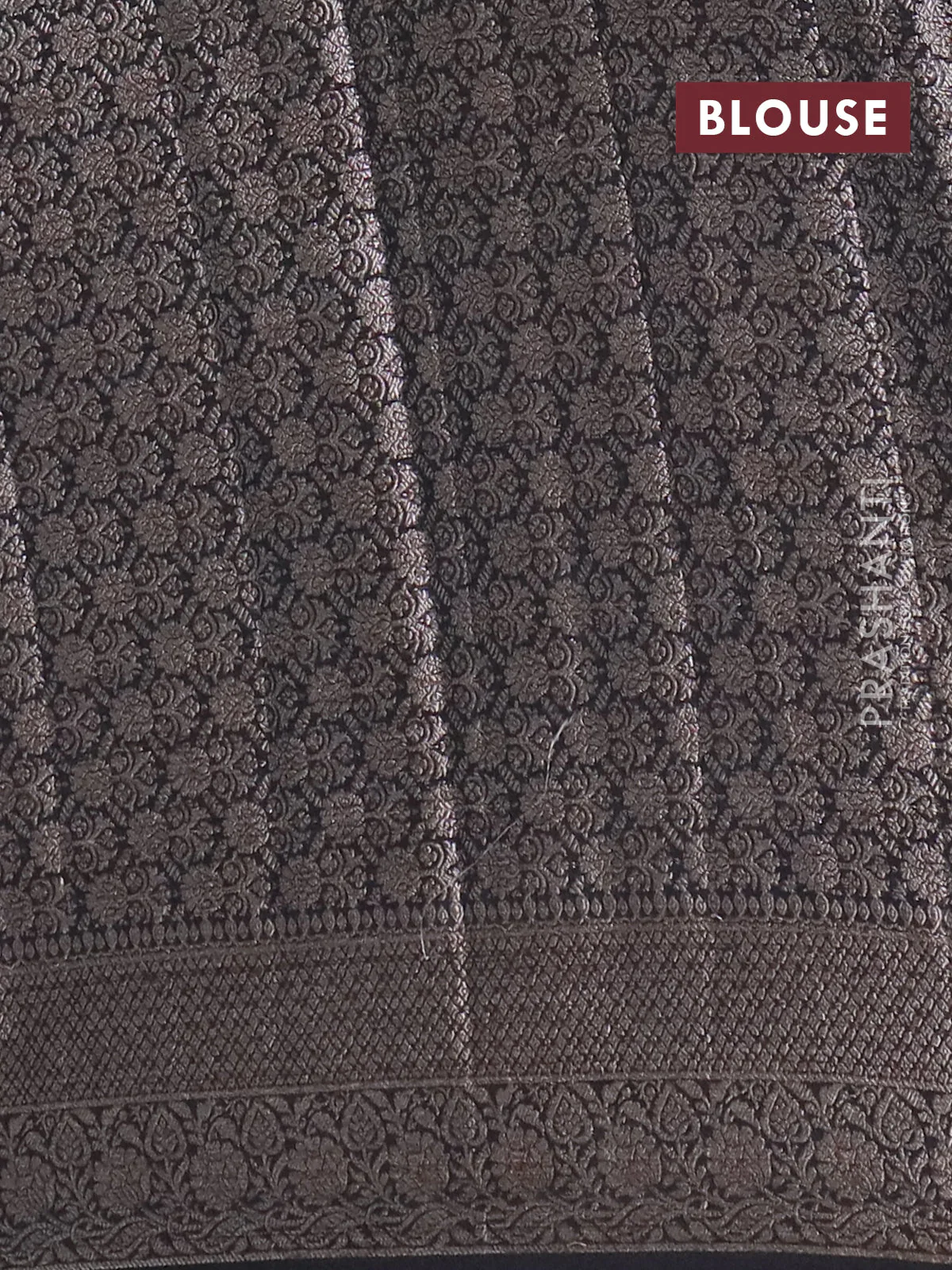 Banarasi semi chiniya saree black with allover thread & zari weaves and woven border - Image 4