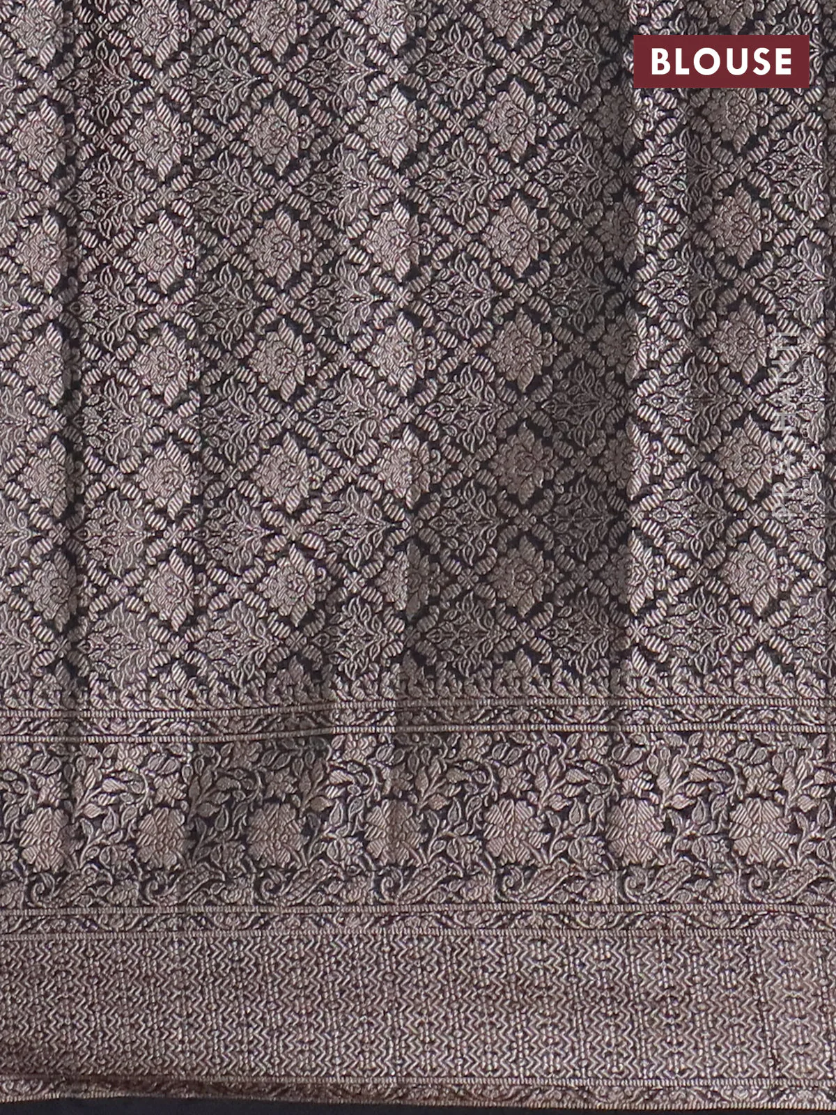 Banarasi semi chiniya saree black with allover thread & zari weaves and woven border - Image 4